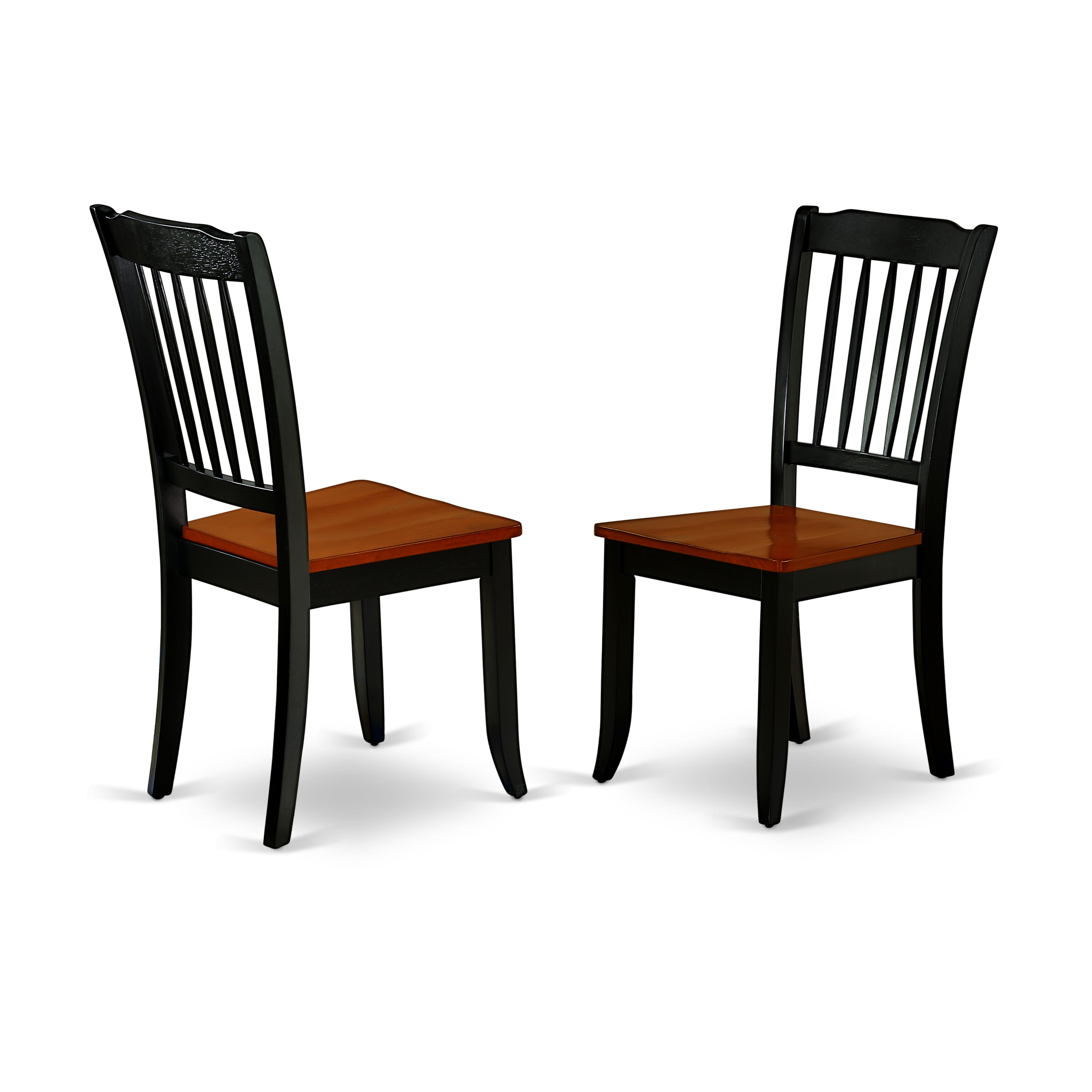 ANDA3-BCH-W 3PC Round 36 inch Table and 2 vertical slatted Chairs