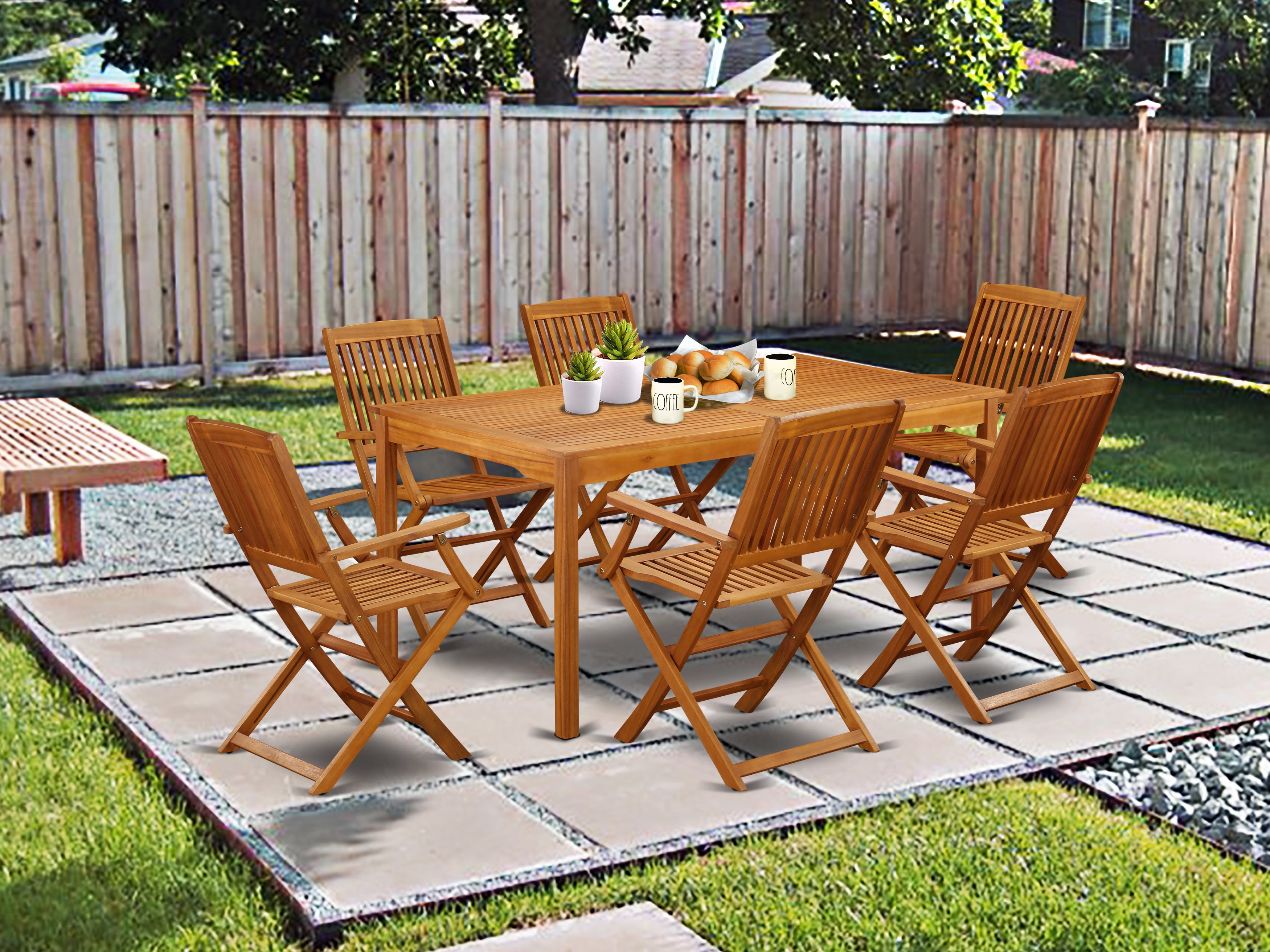 CMCM7CANA This 7 Pc Acacia Balcony Sets provides you one particular Outdoor-Furniture table and Six foldable Outdoor-Furniture chairs