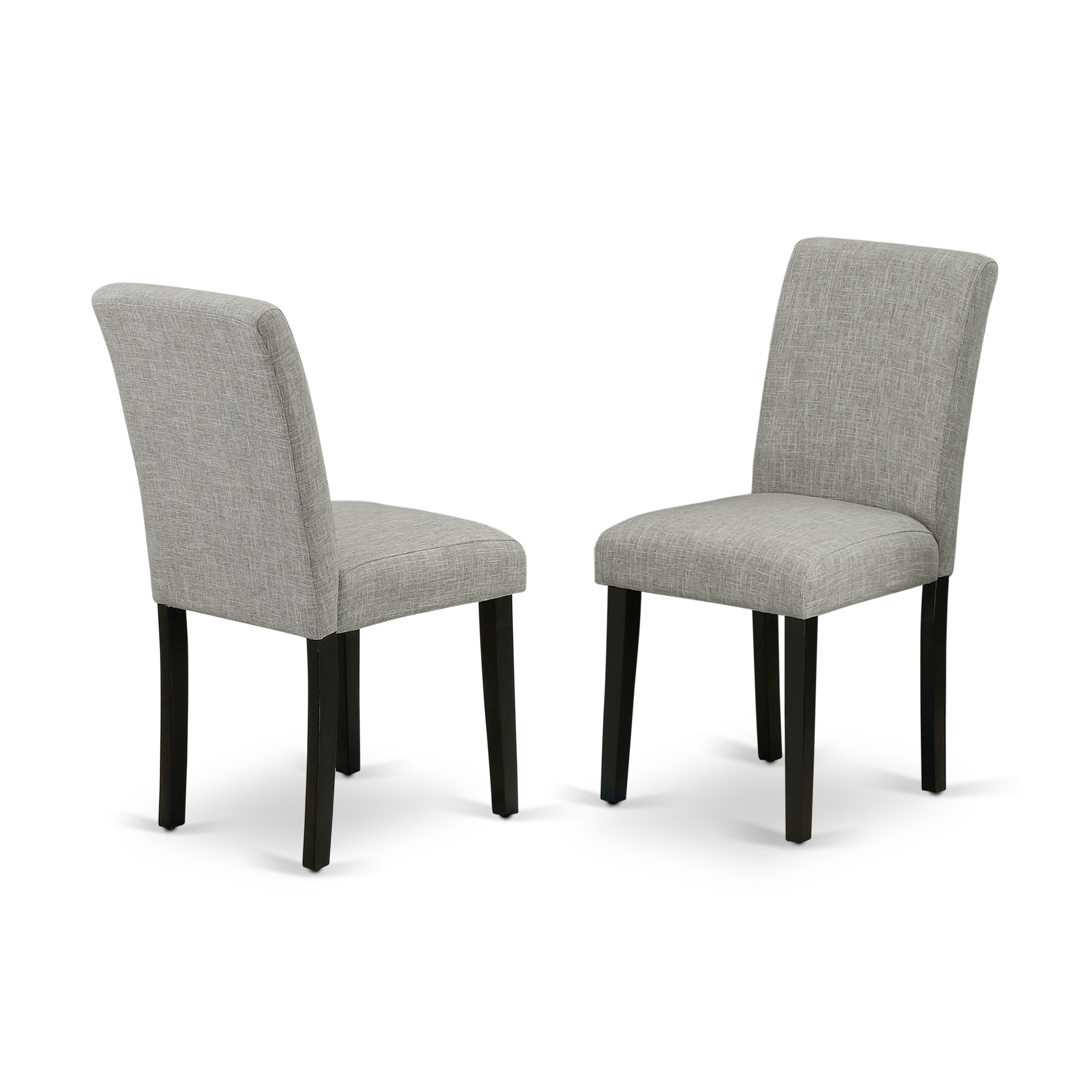 DUAB7-BLK-06 7Pc Rectangular 60 Inch Dining Table And Six Parson Chair With Black Leg And Linen Fabric Shitake