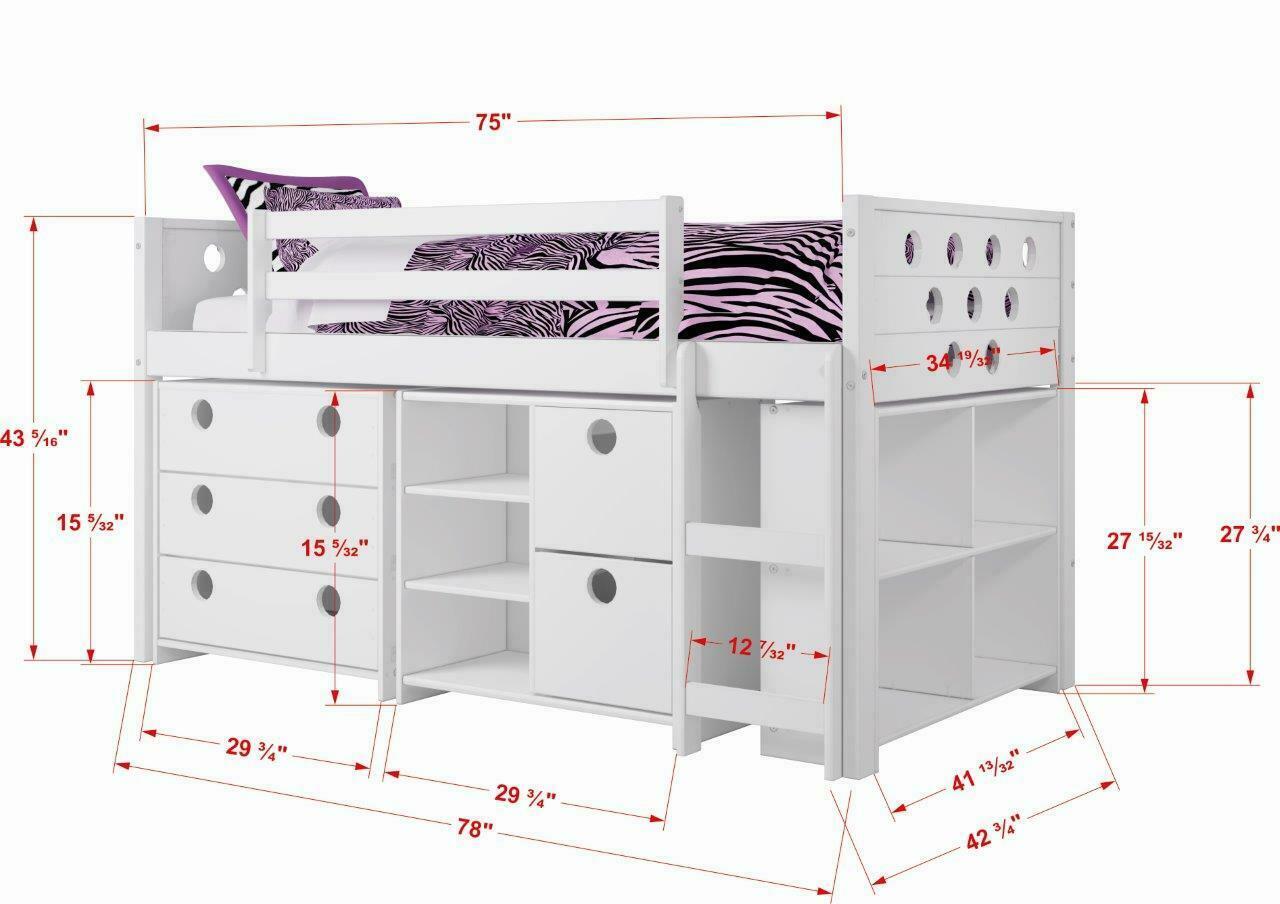 Donco Kids Circles White Low Loft Twin Modular Bunk Bed