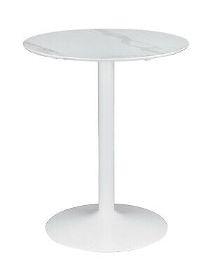 Mid Century Modern Faux Marble Arkell Round Dining Counter Height Table White