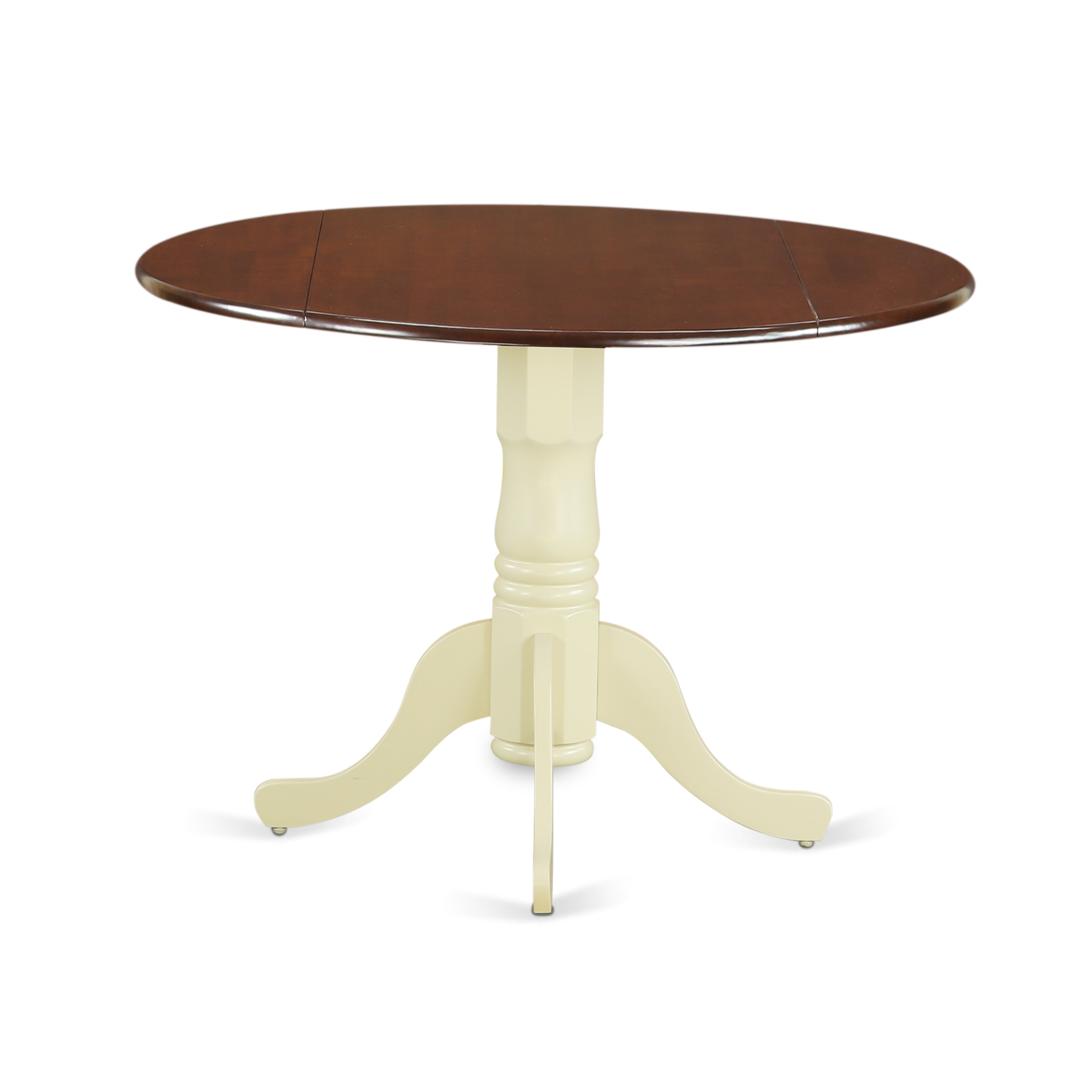 DLT-MMK-TP Dublin Round Table with two 9" Drop Leaves in Mahogany and Buttermilk Finish