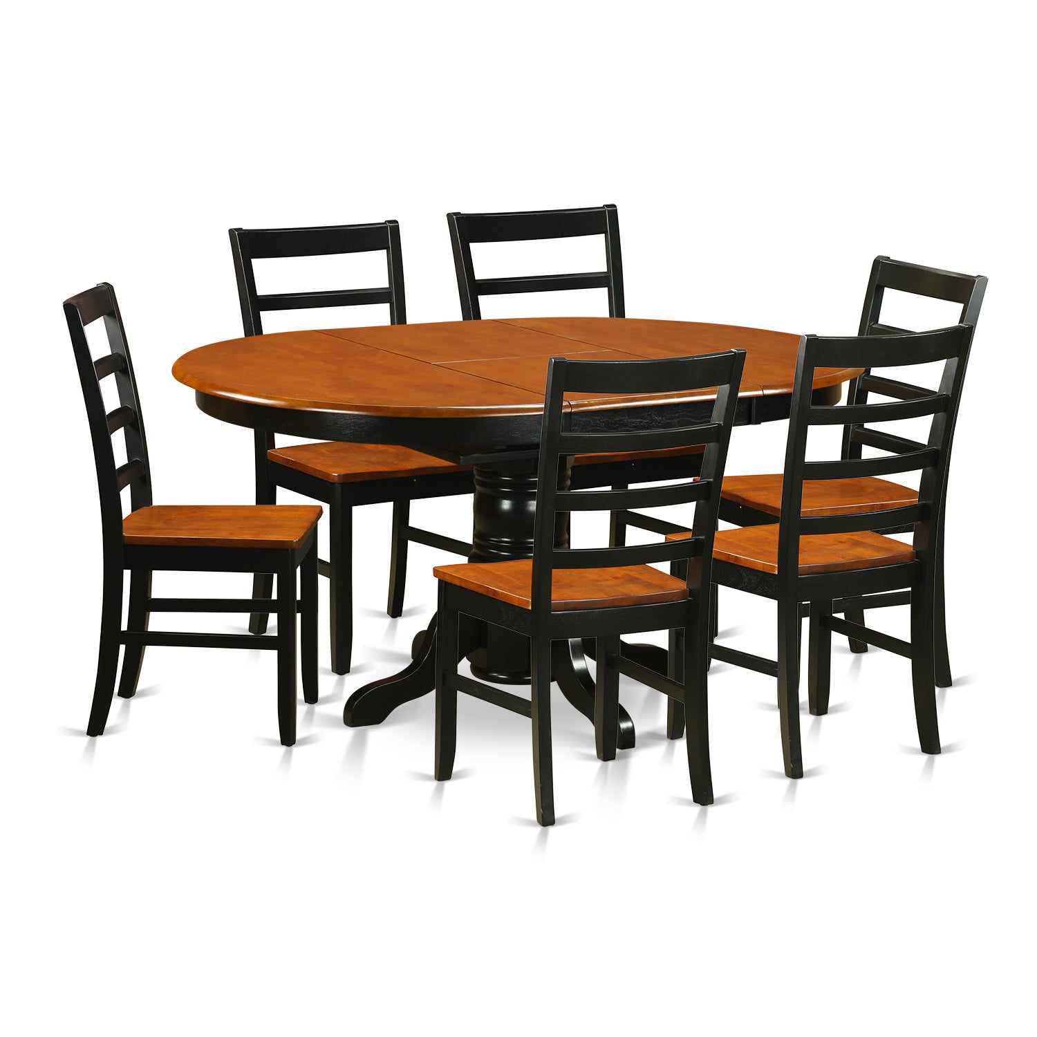 AVPF7-BCH-W Dining set - 7 Pcs with 6 Wooden Chairs