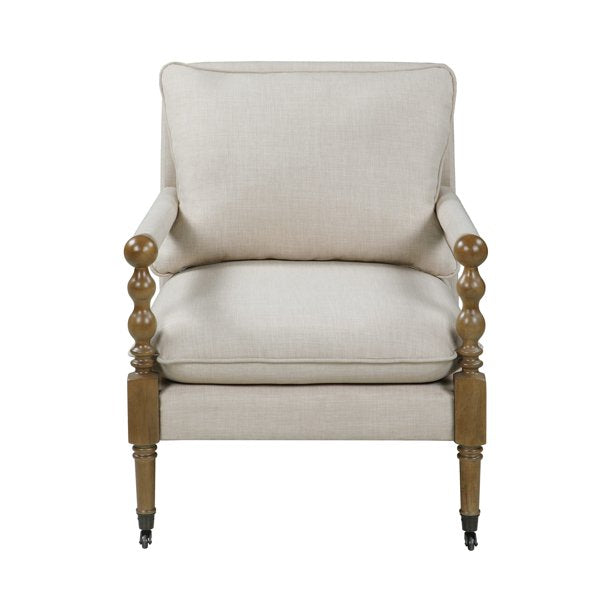 Dempsy Upholstered Accent Chair with Casters Beige