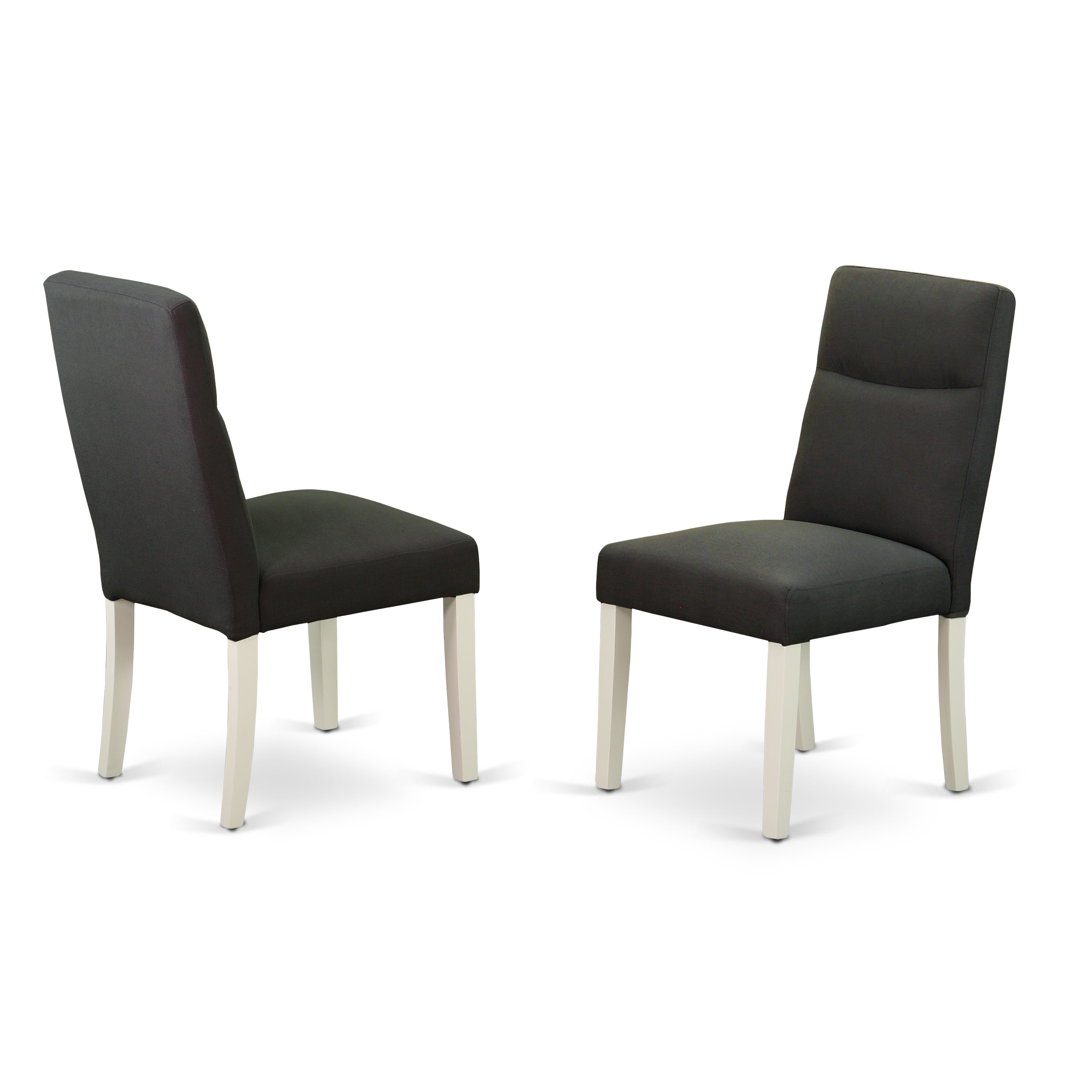 East West Furniture MZBE5-LWH-20 5Pc Dinette Sets for Small Spaces Offers a Small Kitchen Table and 4 Parson Chairs with Dark Gotham Grey Color Linen Fabric, Drop Leaf Table with Full Back Chairs, Linen White Finish