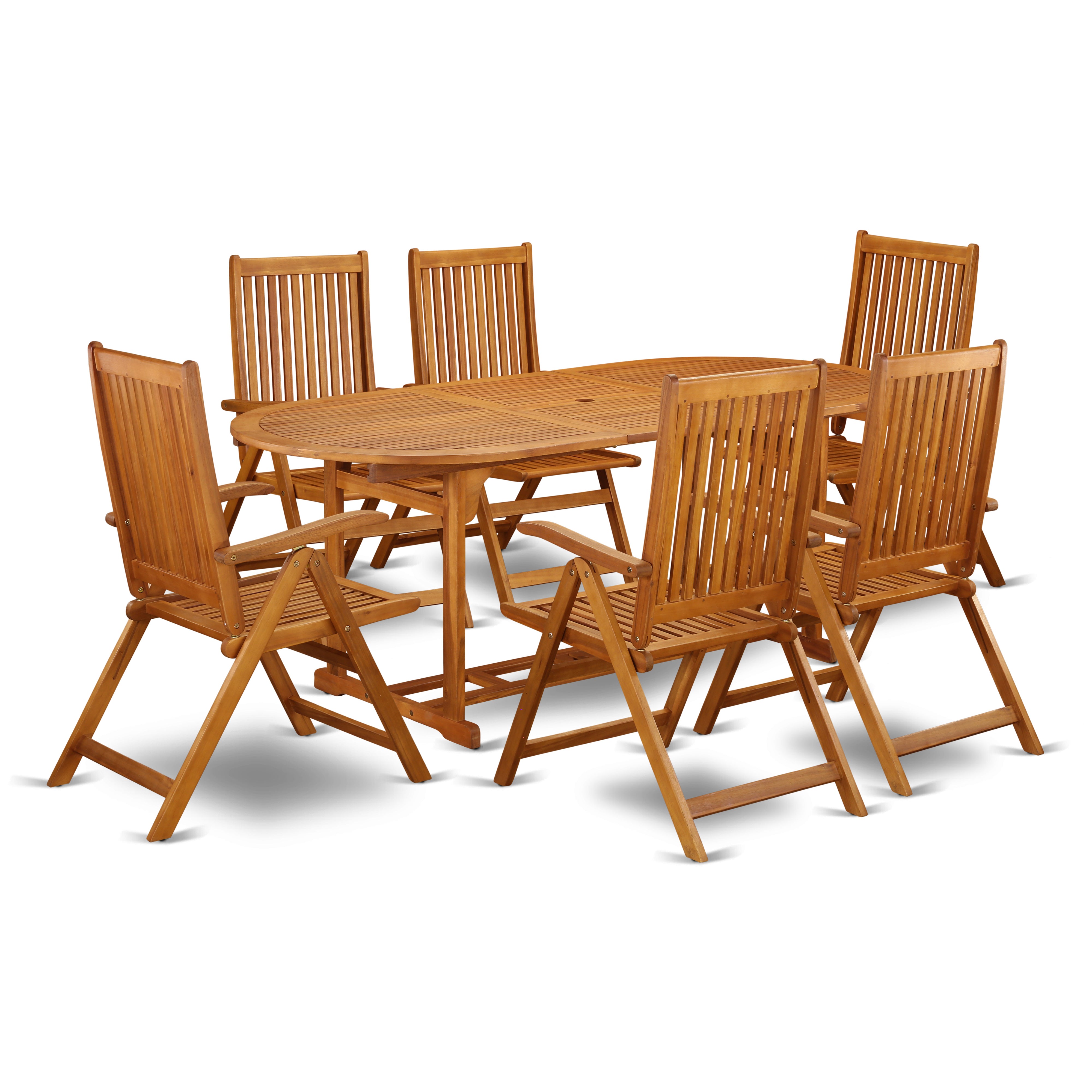 BSCN7NC5N This 7 Piece Acacia Wood Outdoor-Furniture patio Dining Sets includes one Outdoor-Furniture table and Six foldable Outdoor-Furniture chairs