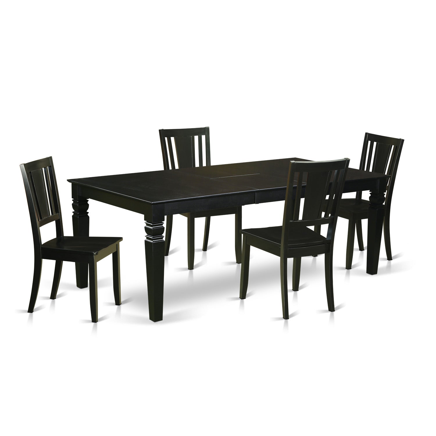 LGDU5-BLK-W 5 Pc Dining Room set with a Dining Table and 4 Wood Dining Chairs in Black