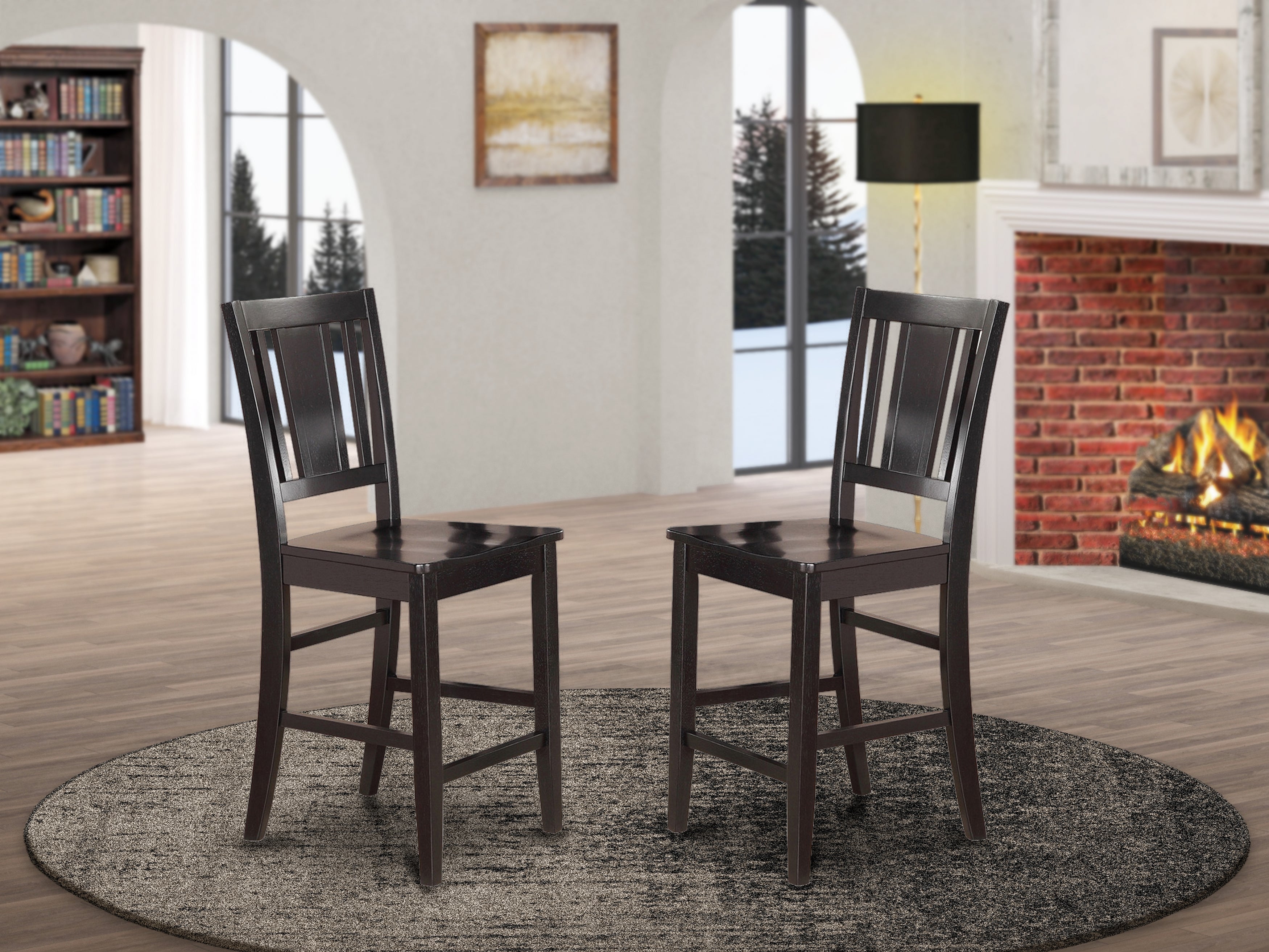 BUS-BLK-W Buckland Counter Height Chair for dining room with Wood Seat in Black Finish