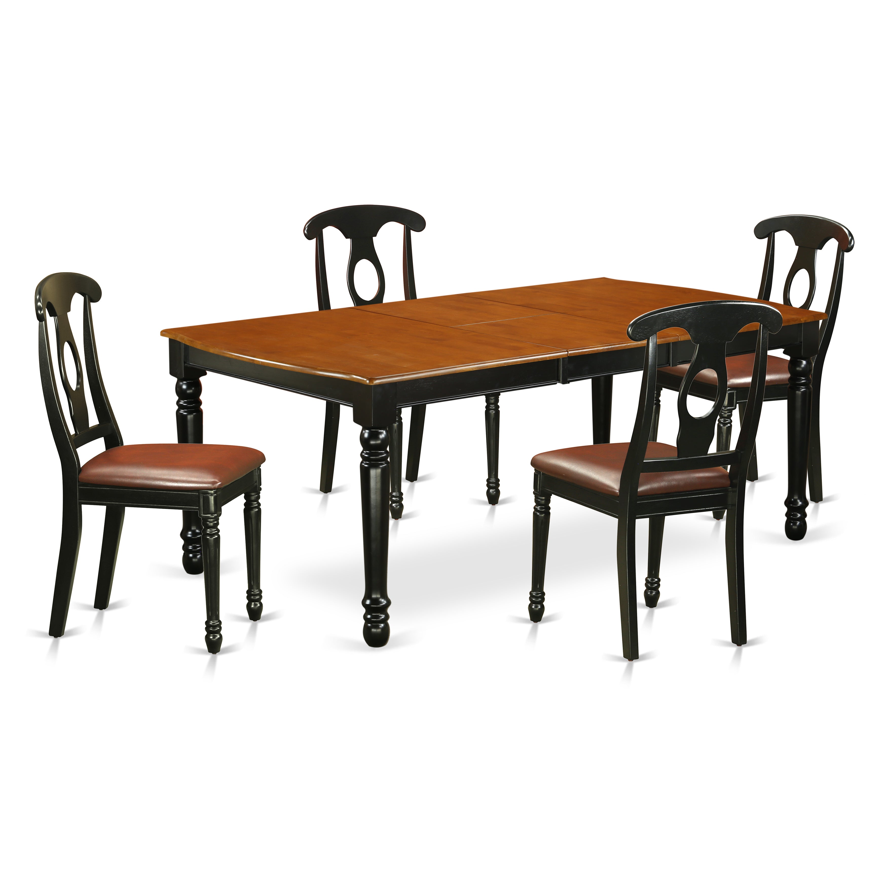 DOKE5-BCH-LC 5 PC kitchen tables and chair set with one Dover dining table and 4 kitchen chairs in a Black and Cherry Finish