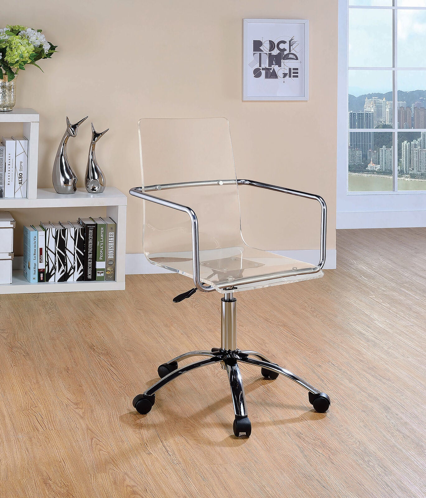 Coaster Amaturo Home Office Chair With Steel Base and Casters Clear And Chrome