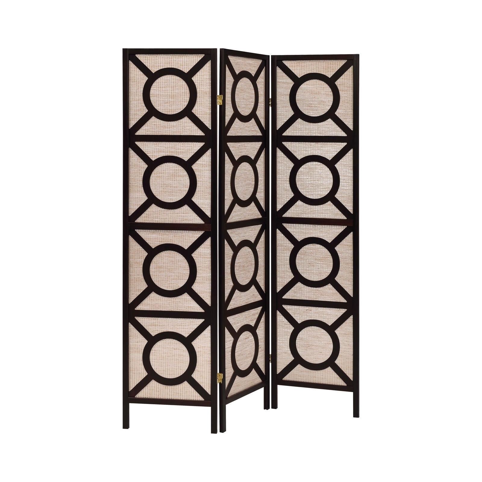 Vulcan 3-panel Geometric Folding Screen Tan and Cappuccino