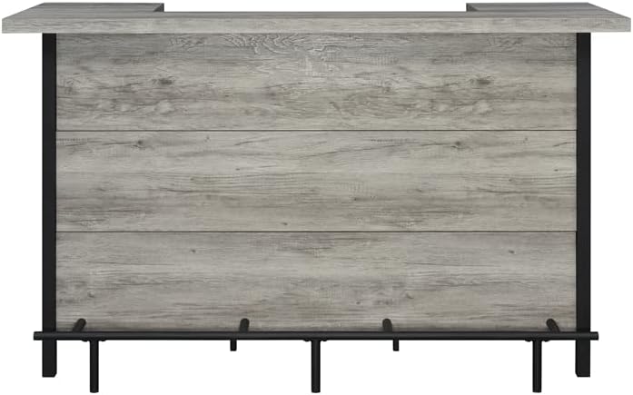 Bellemore Bar Unit With Footrest Grey Driftwood And Black