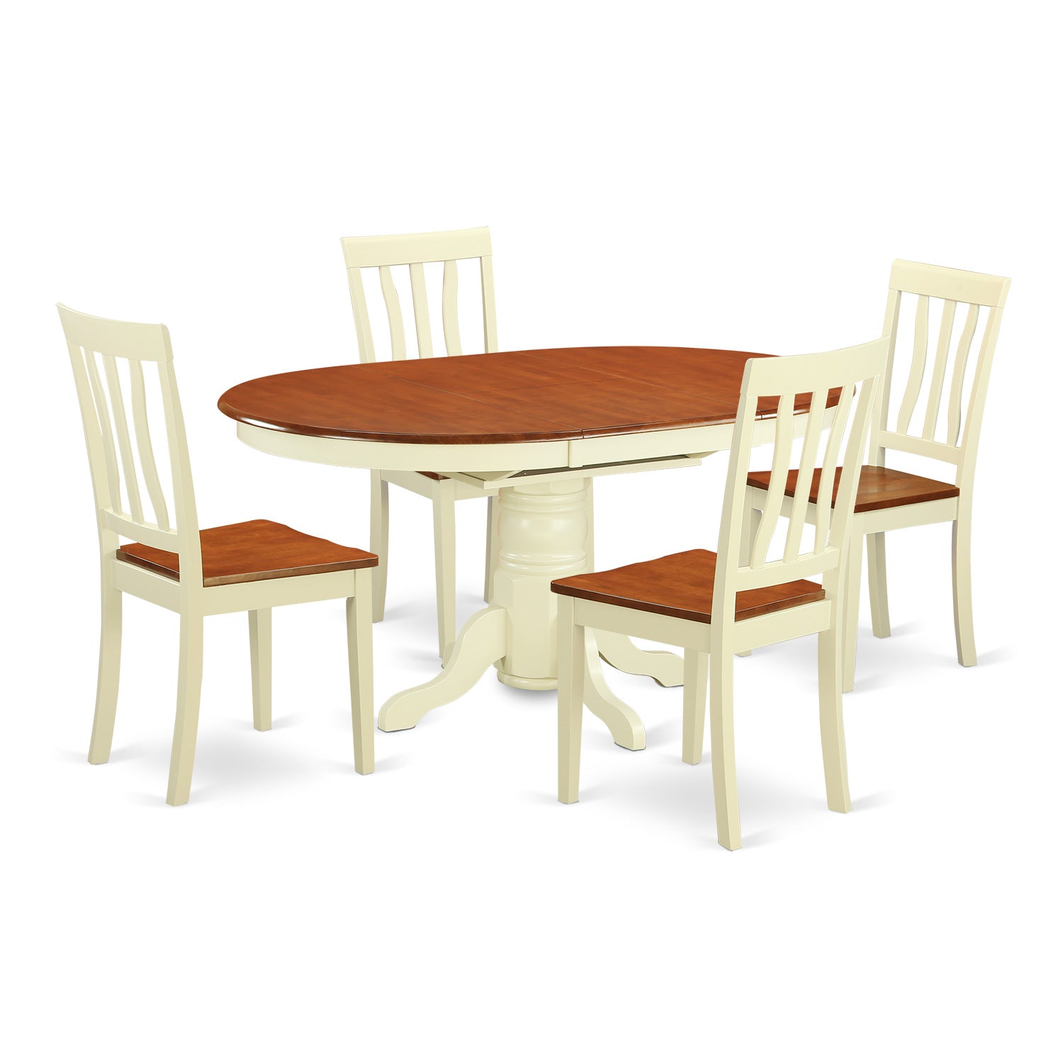 AVAT5-WHI-W 5 Pc Table and chair set for 4-Dining Table and 4 Dining Chairs