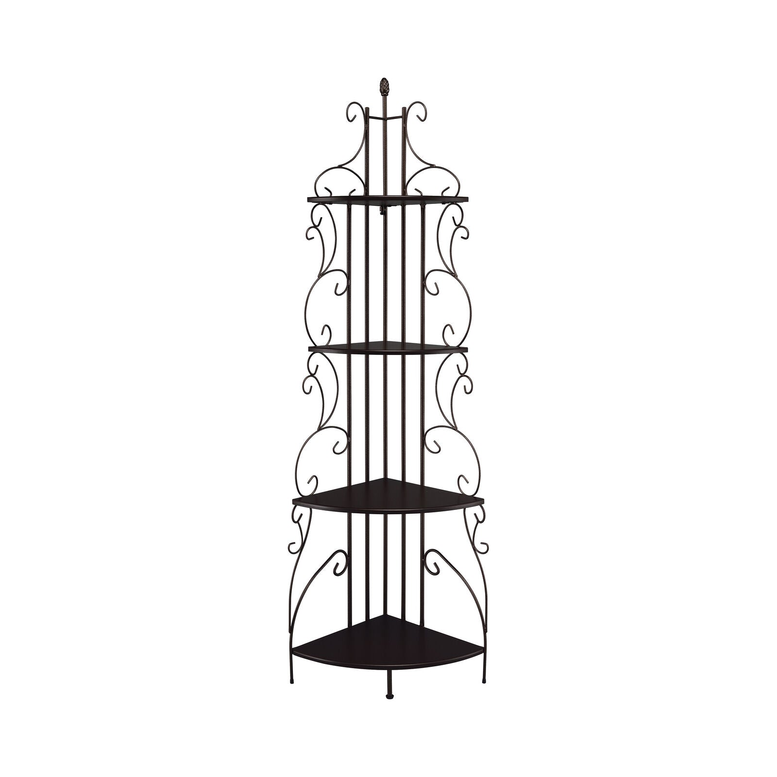 Coaster Metal Accent Copper Finish Etagere Corner Rack with 4 Shelves 910038