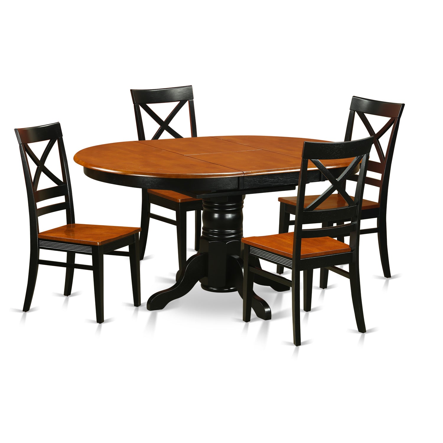 AVQU5-BCH-W Dining set - 5 Pcs with 4 Wood Chairs