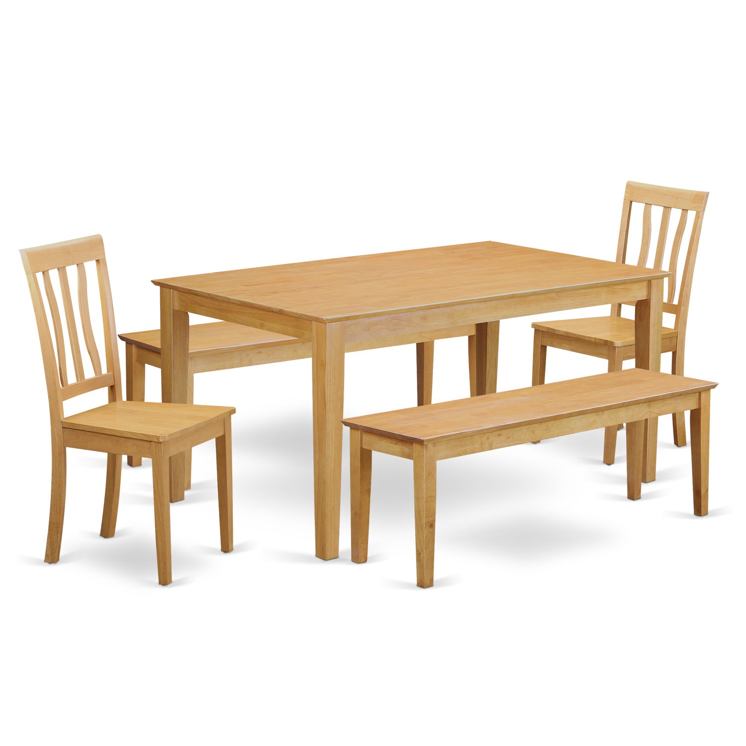 CAAN5C-OAK-W 5 Pc Dining room set - Kitchen Table and 2 Kitchen Chairs with 2 benches