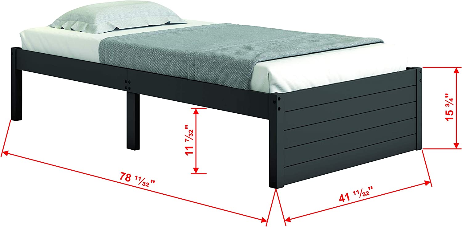 Donco Kids Twin Platform Bed in Dark Grey w/Dual Under Bed Drawers