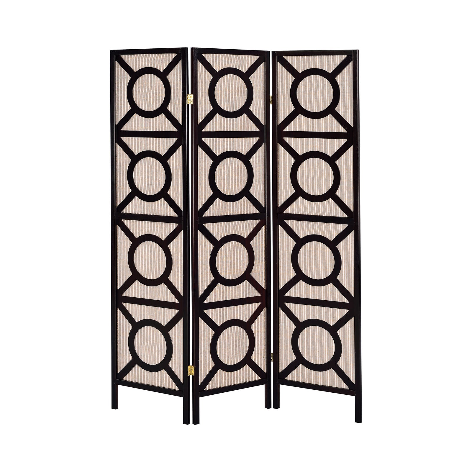 Vulcan 3-panel Geometric Folding Screen Tan and Cappuccino