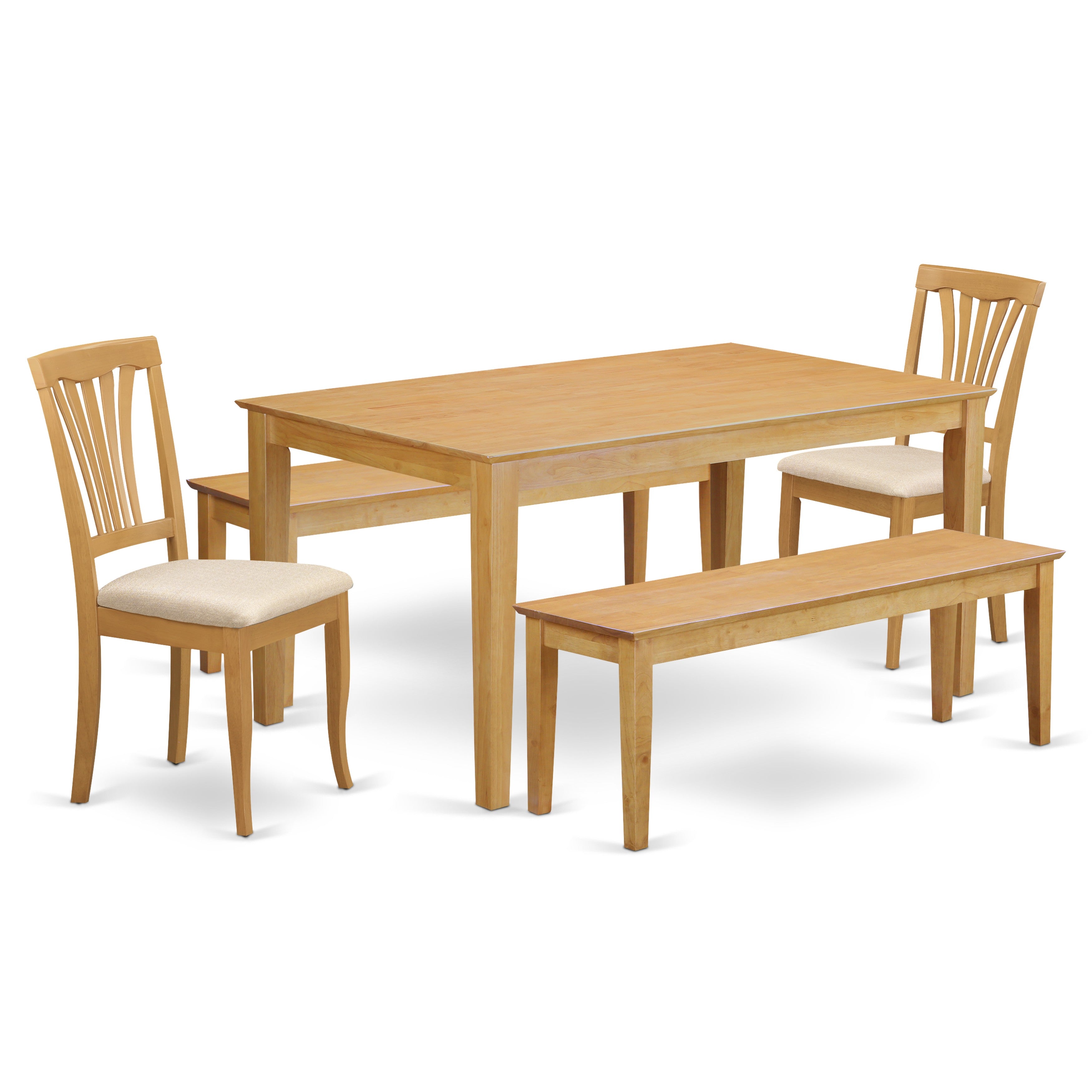 CAAV5C-OAK-C 5 PcKitchen Table set - Table and 2 Dining Chairs combined with 2 benches