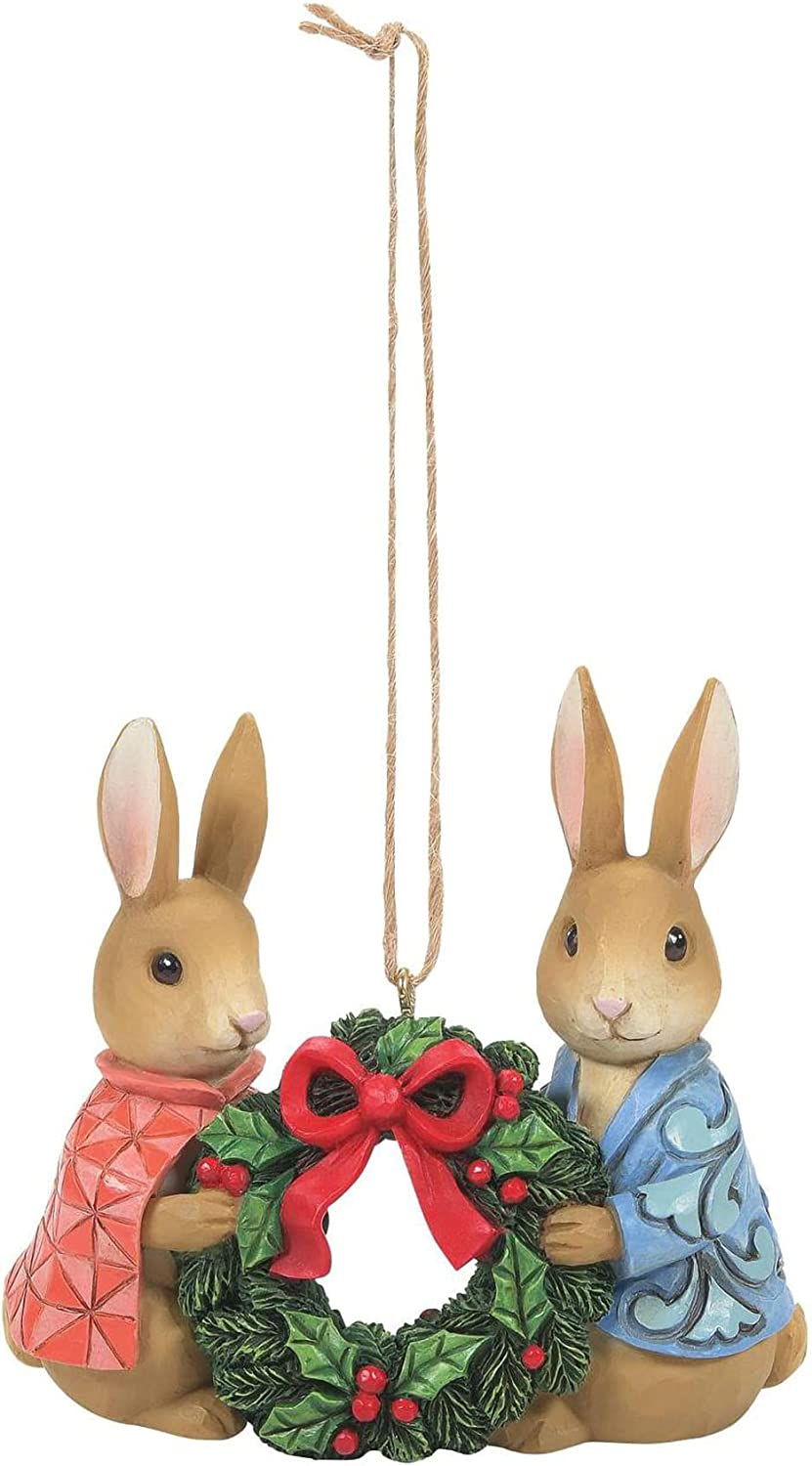 Enesco Beatrix Potter by Jim Shore Peter and Flopsy with Wreath, Hanging Ornament