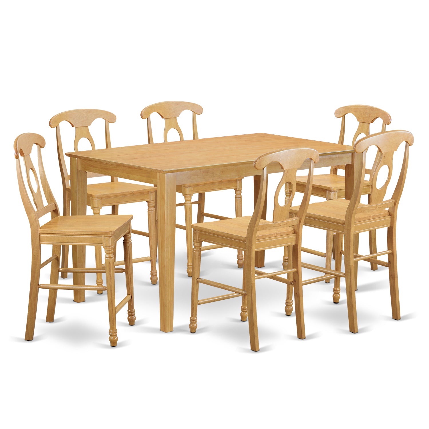 CAKE7H-OAK-W 7 Pc pub Table set-pub Table and 6 Kitchen Dining Chairs.