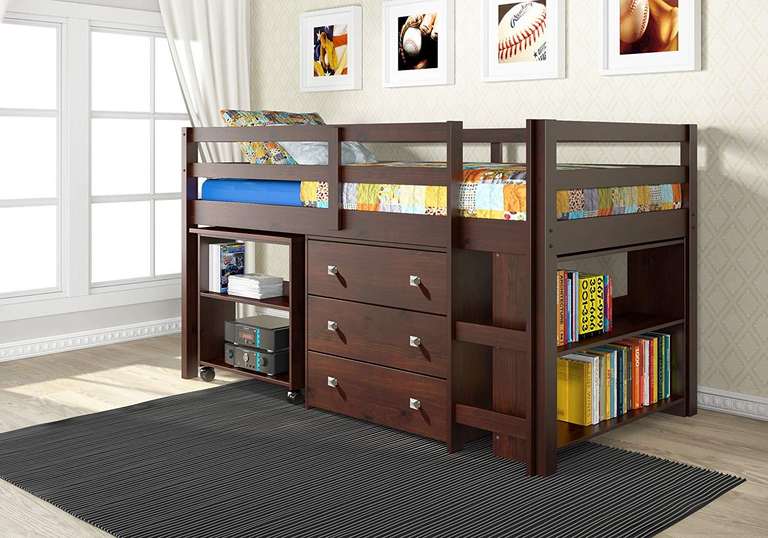 Donco Kids Twin Low Loft Bed - Dark Cappuccino