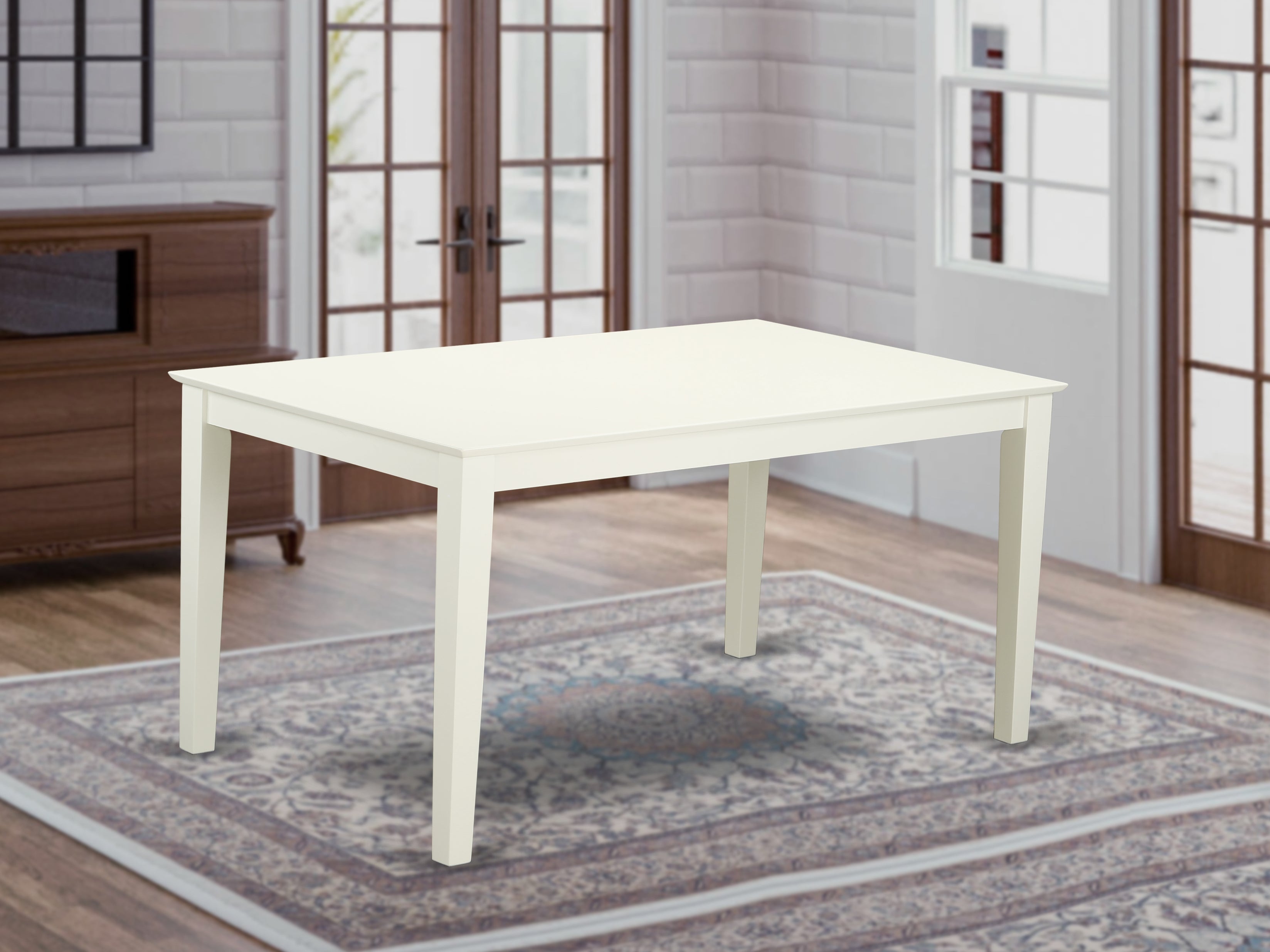 CAT-LWH-S Capri Rectangular dining table 36"x60" with solid wood top In Linen White Finish