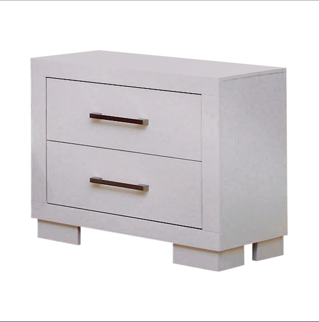 Jessica Collection Modern 2-Drawer Nightstand White