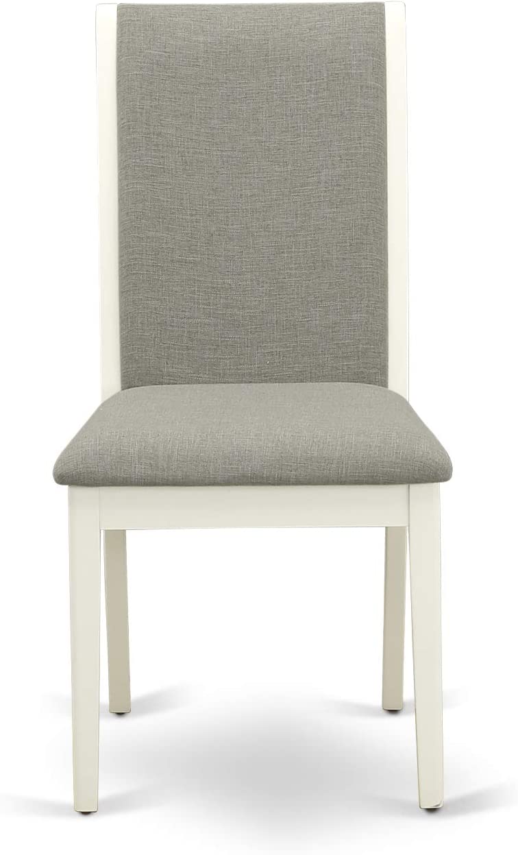 5 PC Round DropLeaf 42"Linen White & Shitake Dining Table And 4 Parson Chair Set