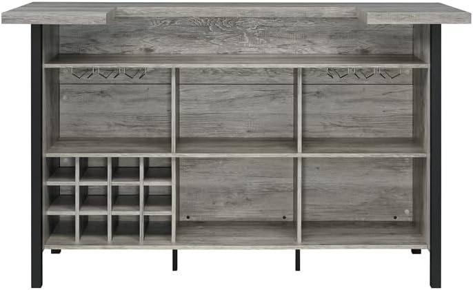 Bellemore Bar Unit With Footrest Grey Driftwood And Black