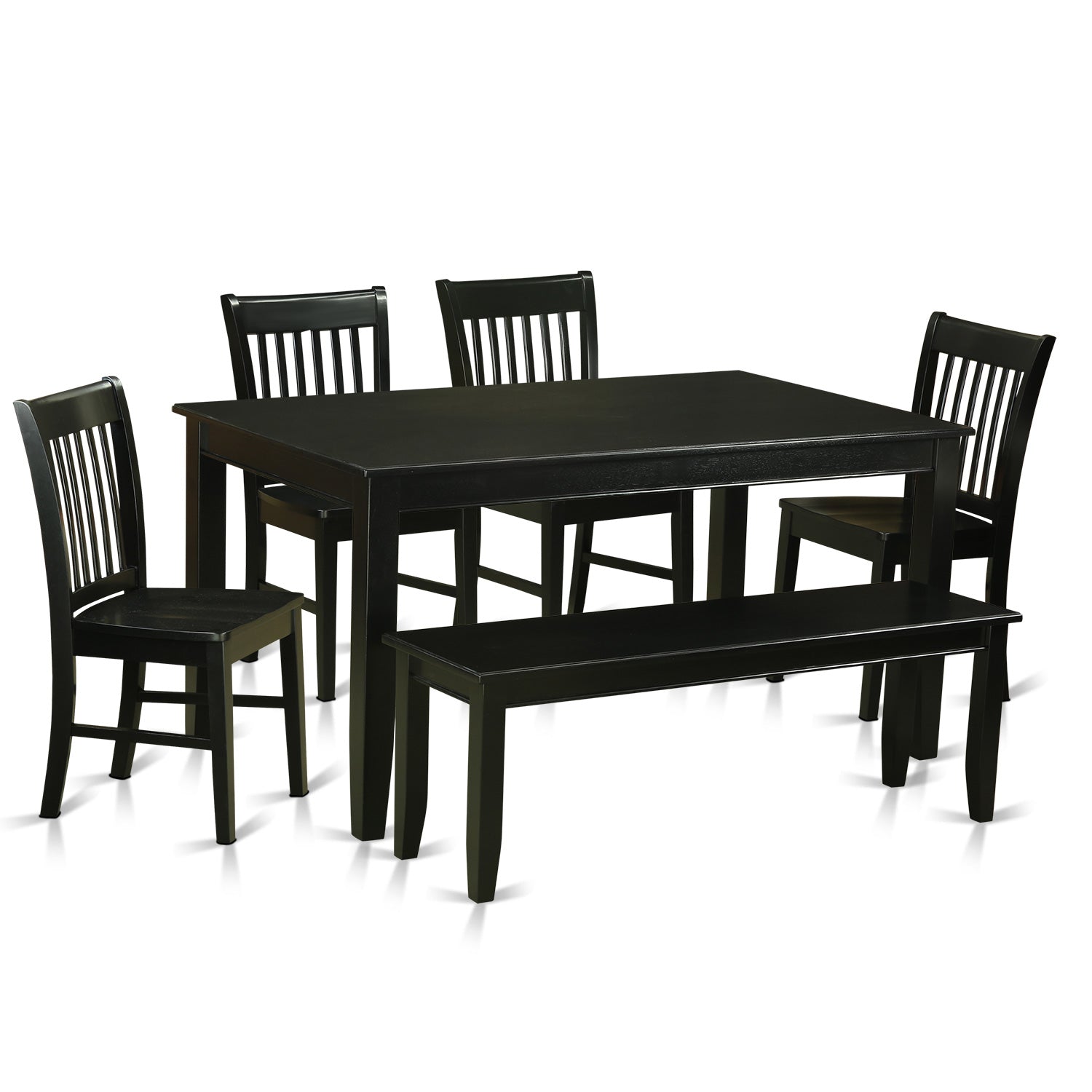 DUNO6-BLK-W 6 PC Dining room set- Dining Table and 4 Dining Chairs and also Bench
