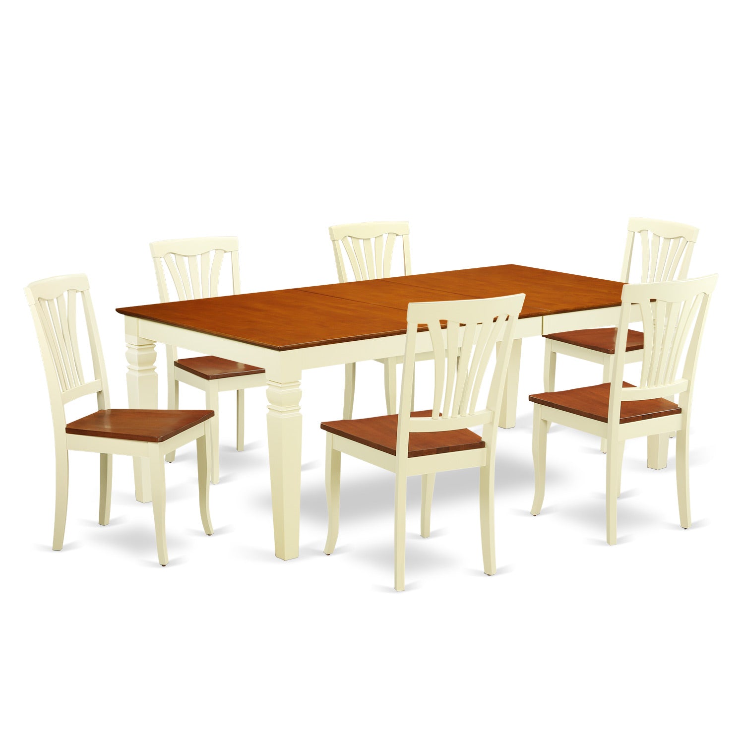 LGAV7-BMK-W 7 PC Dinette set with a Dining Table and 6 Dining Chairs in Buttermilk and Cherry