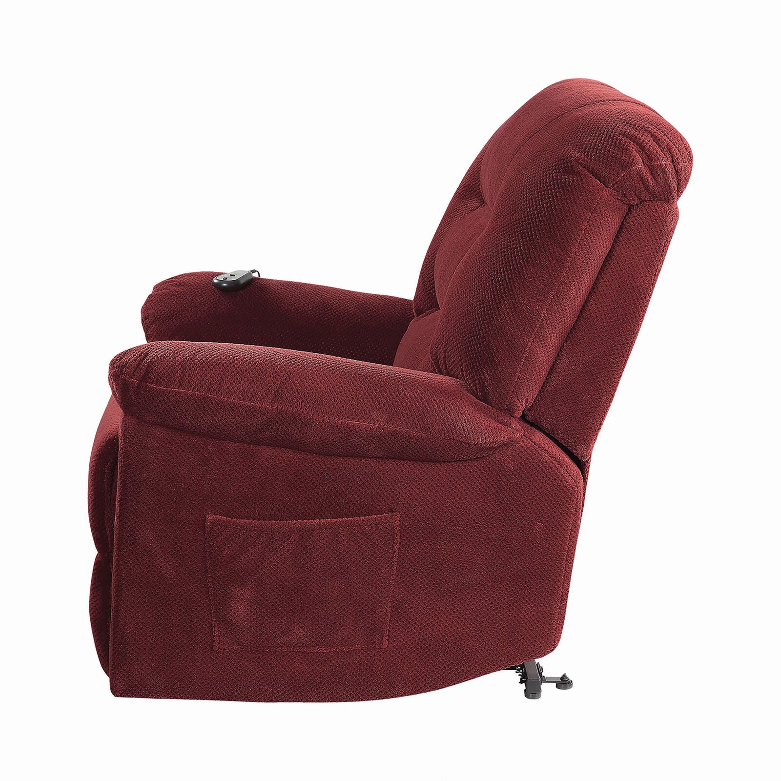 Coaster Upholstered Chenille Power Lift Recliner Brick Red