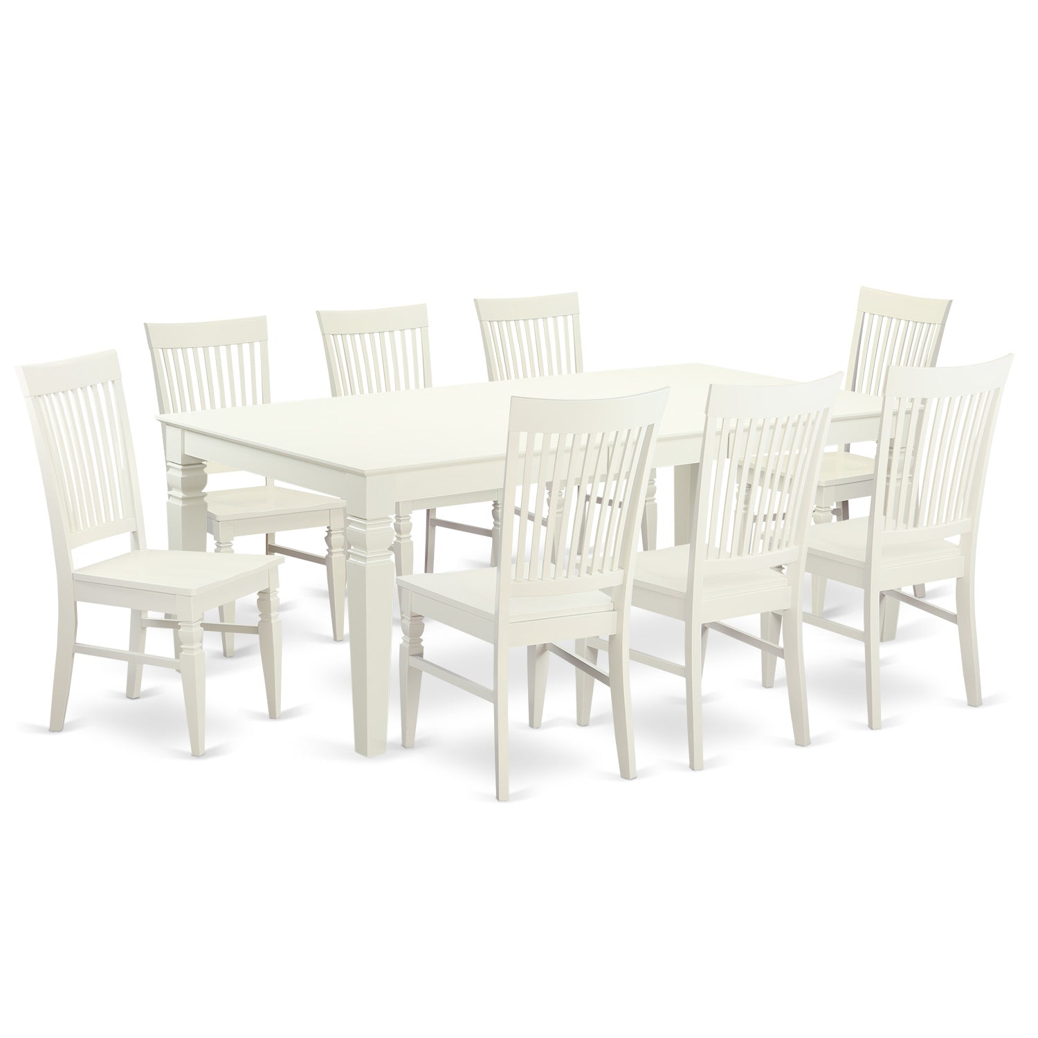 LGWE9-LWH-W 9 PcTable set with a Dining Table and 8 Dining Chairs in Linen White