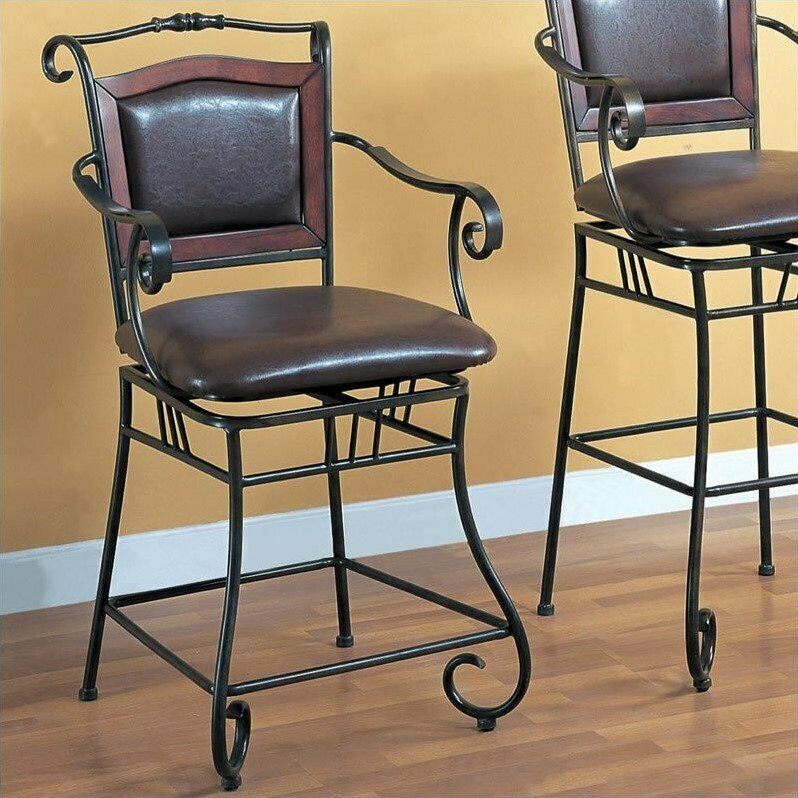 Coaster Upholstered Leatherette Counter Height Stool Brown And Bronze