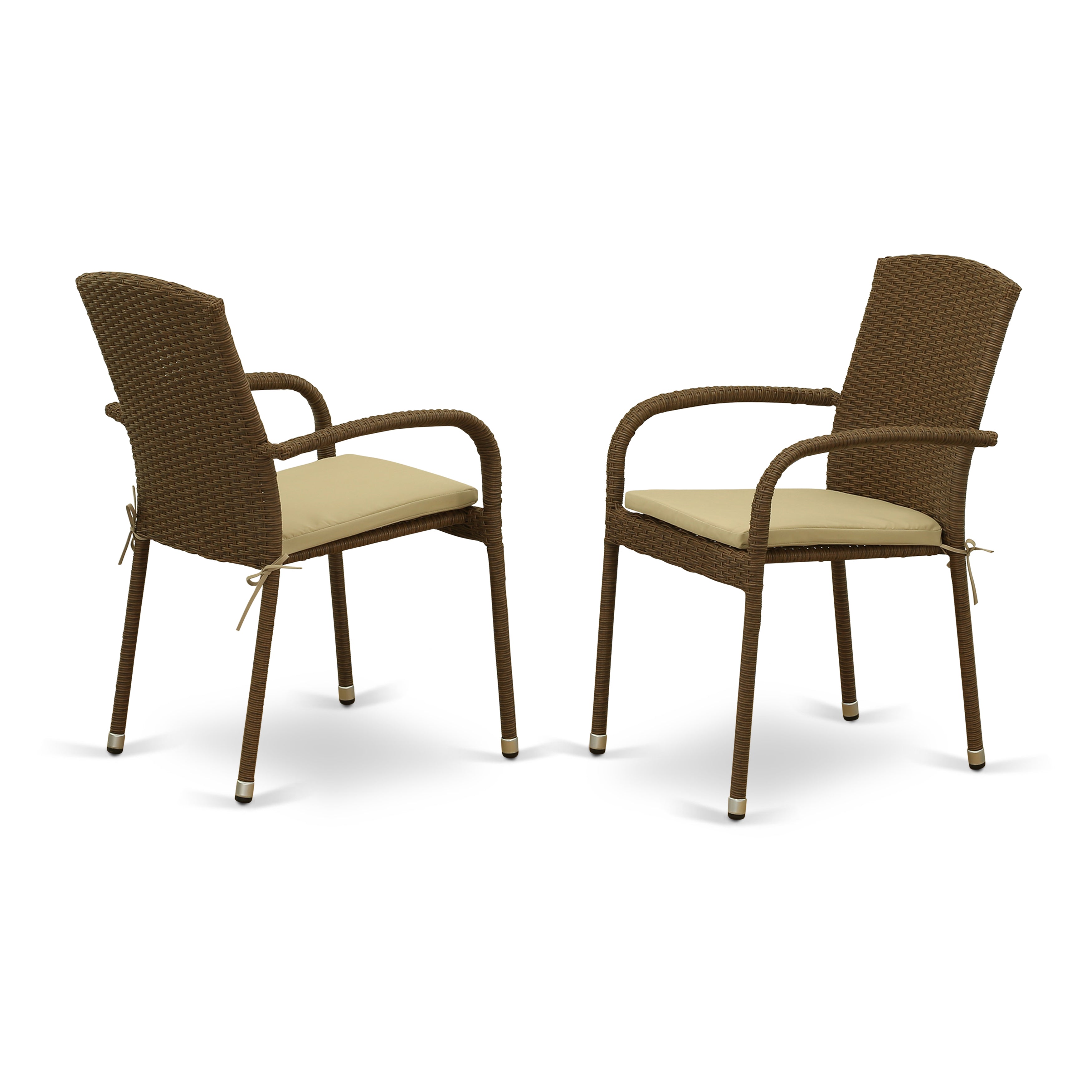 Jubi Metal & Wicker Patio Dining Chairs in Brown (Set of 2)