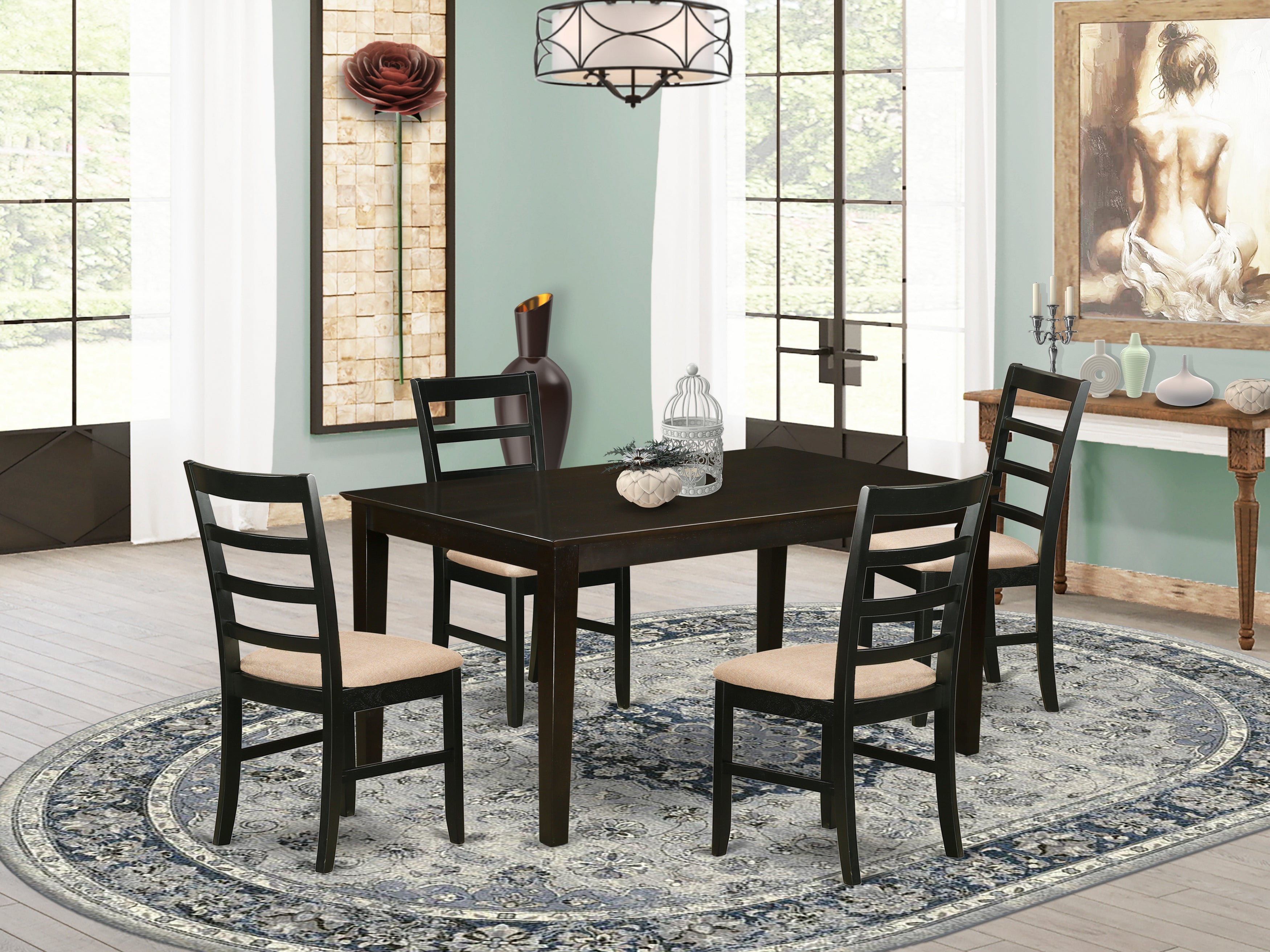 CAPF5-CAP-C 5 Pc Dining room set for 4- Dining Table and 4 Dining Chairs