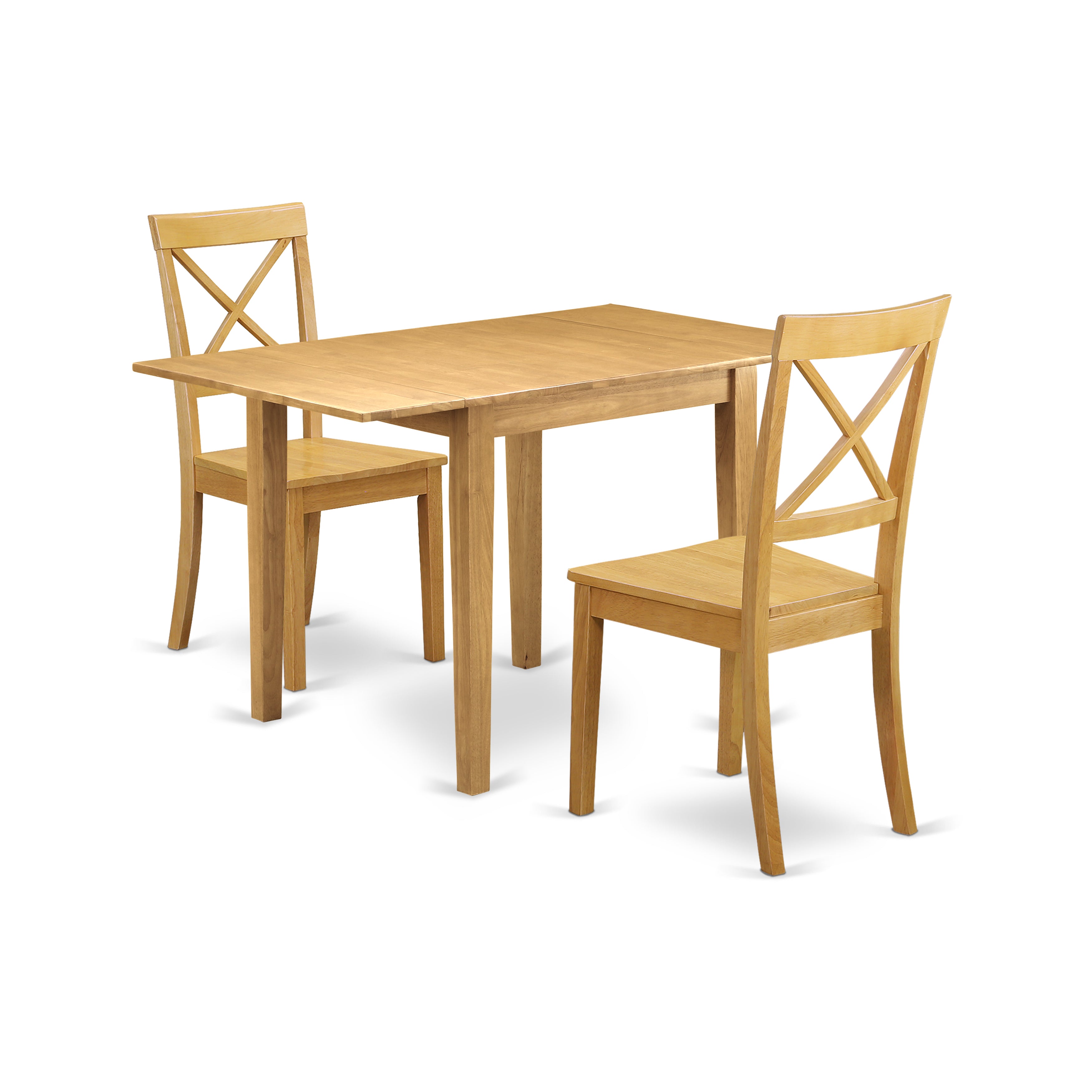 East West Furniture NDBO3-OAK-W Modern Dining Table Set 3 Pc- 2 Marvelous Wooden Dining Chairs and a Delightful Modern Dining Table - Oak Finish Solid wood Chair Seat - Oak Finish Hardwood Structure.