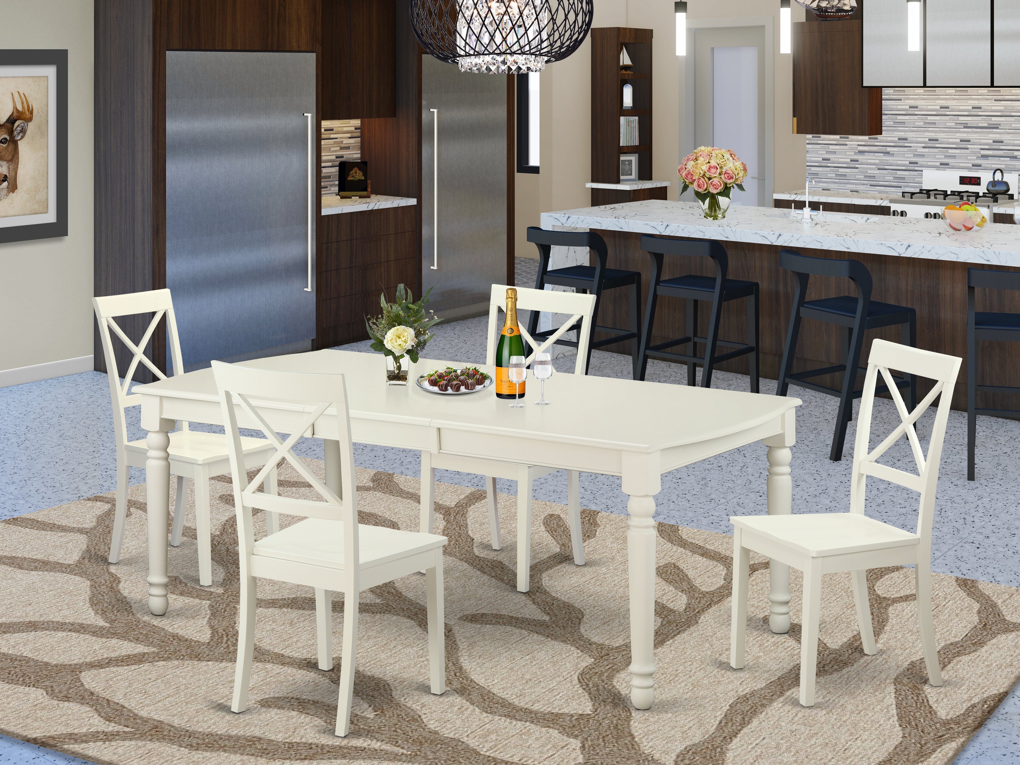 DOBO5-LWH-W 5 Pc dinette set -Kitchen Table and 4 Dining Chairs