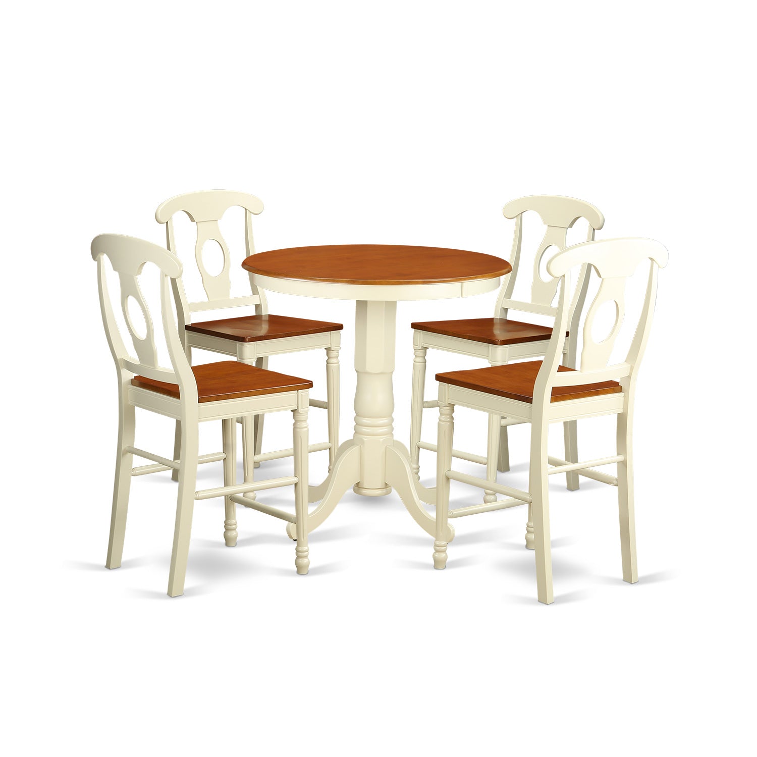 EDKE5-WHI-W 5 Pc counter height Table and chair set - Dining Table and 4 Kitchen bar stool.