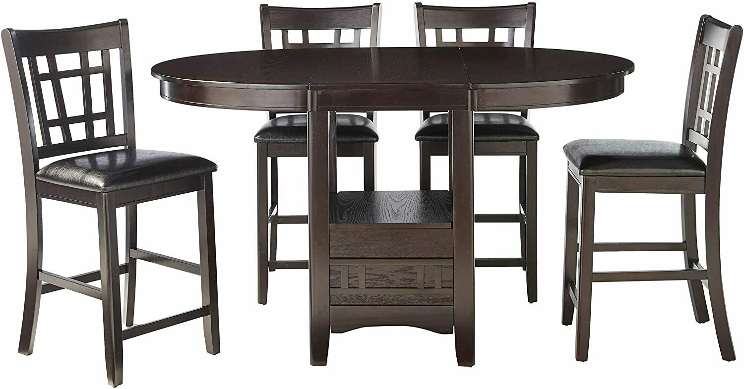 Lavon 5 Piece Counter Height Dining Table Chairs Dinette Set in Espresso Finish