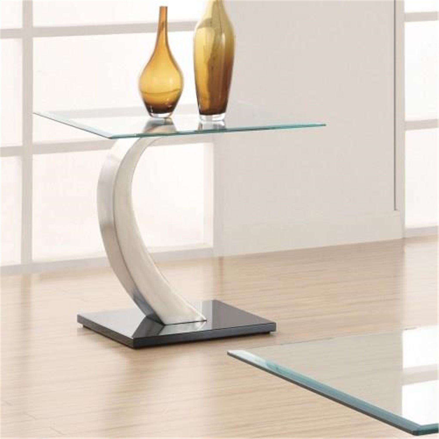 Coaster Shearwater End Table with Glass Top Clear and Satin-Shape:Rectangular