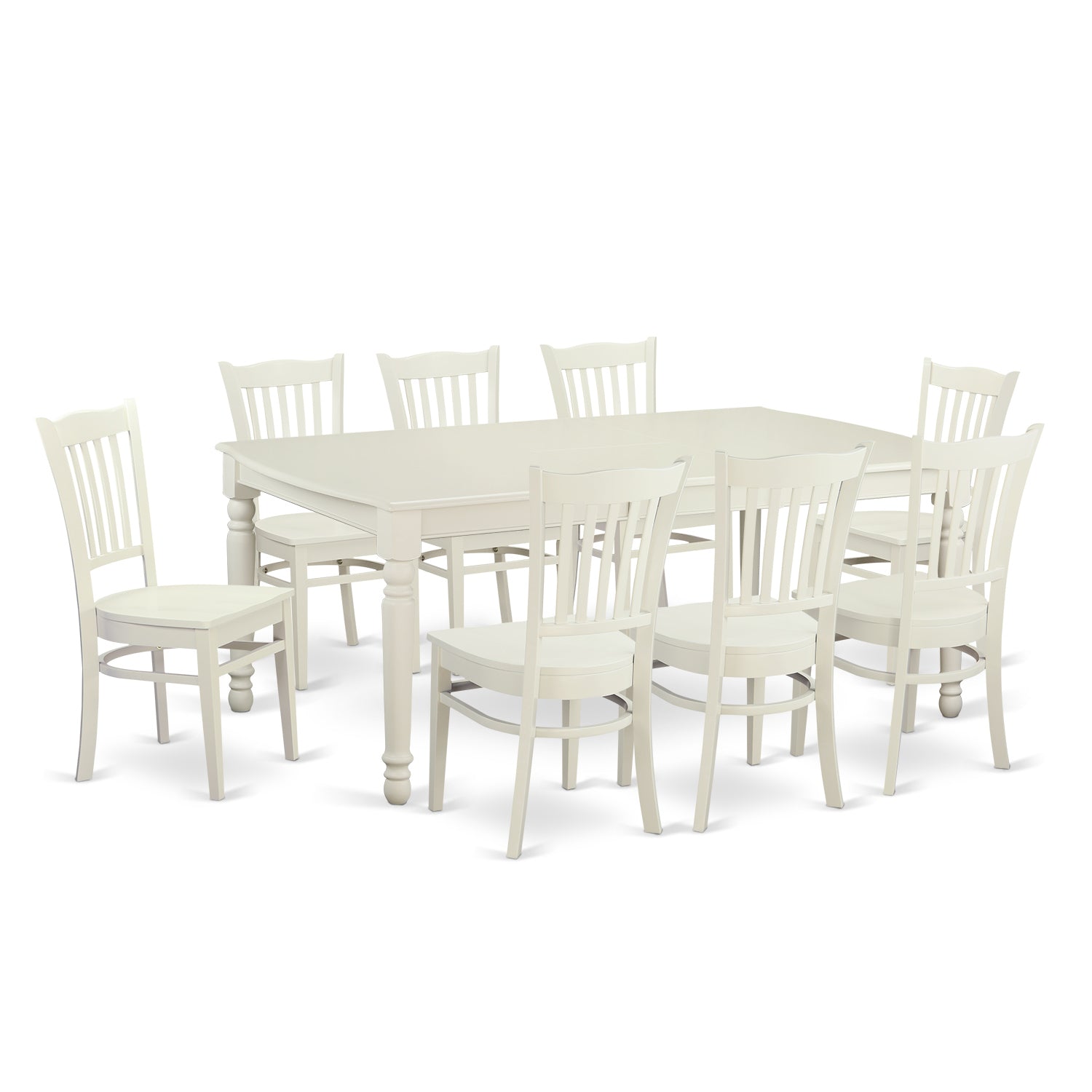 DOGR9-LWH-W 9 PC Kitchen nook Dining set for 8- Dining Table and 8 Dining Chairs