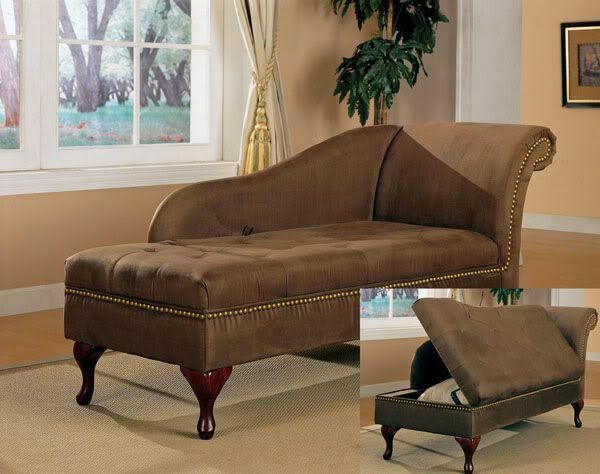 Chocolate Brown Microfiber Chaise Lounge with Flip Open Seat