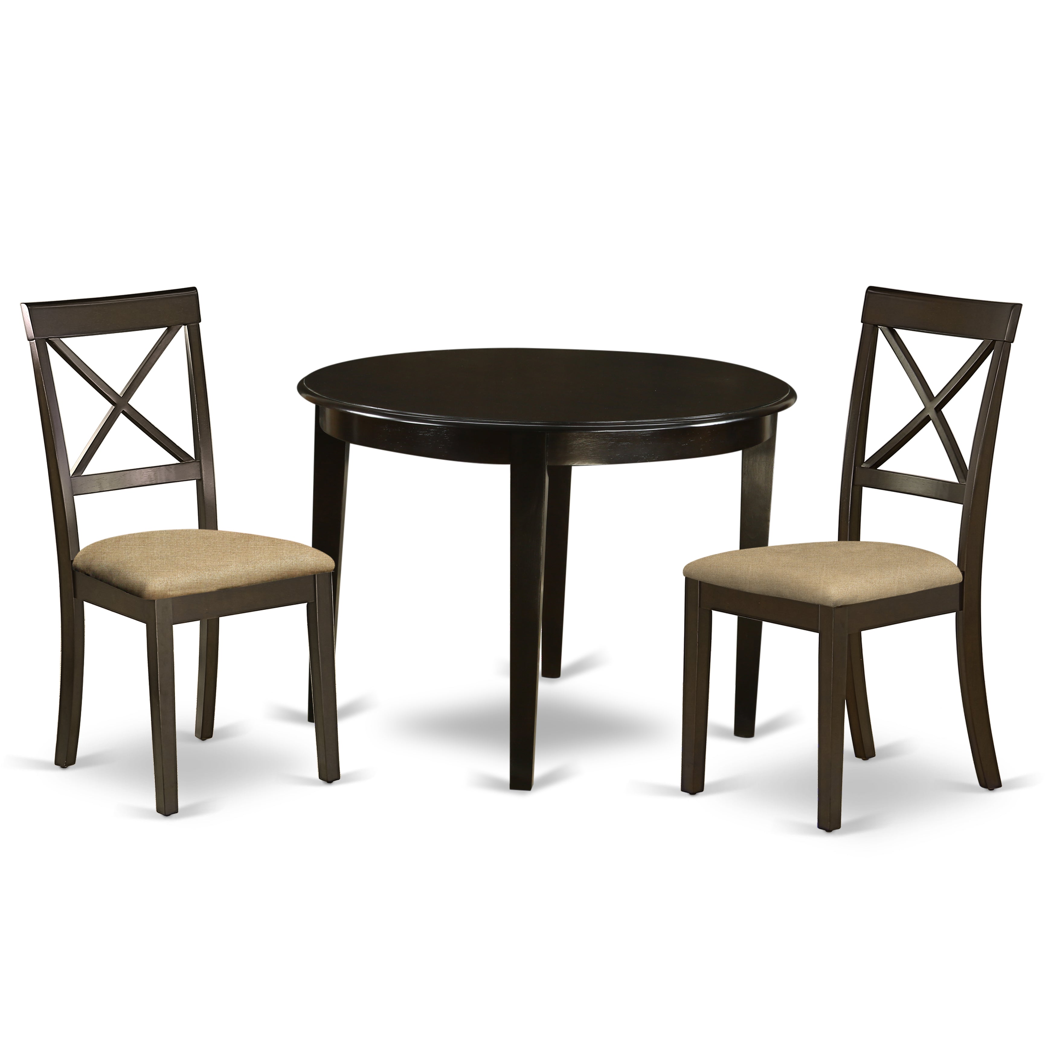 BOST3-CAP-C 3 PC small Kitchen Table set-round Table and 2 Dining Chairs