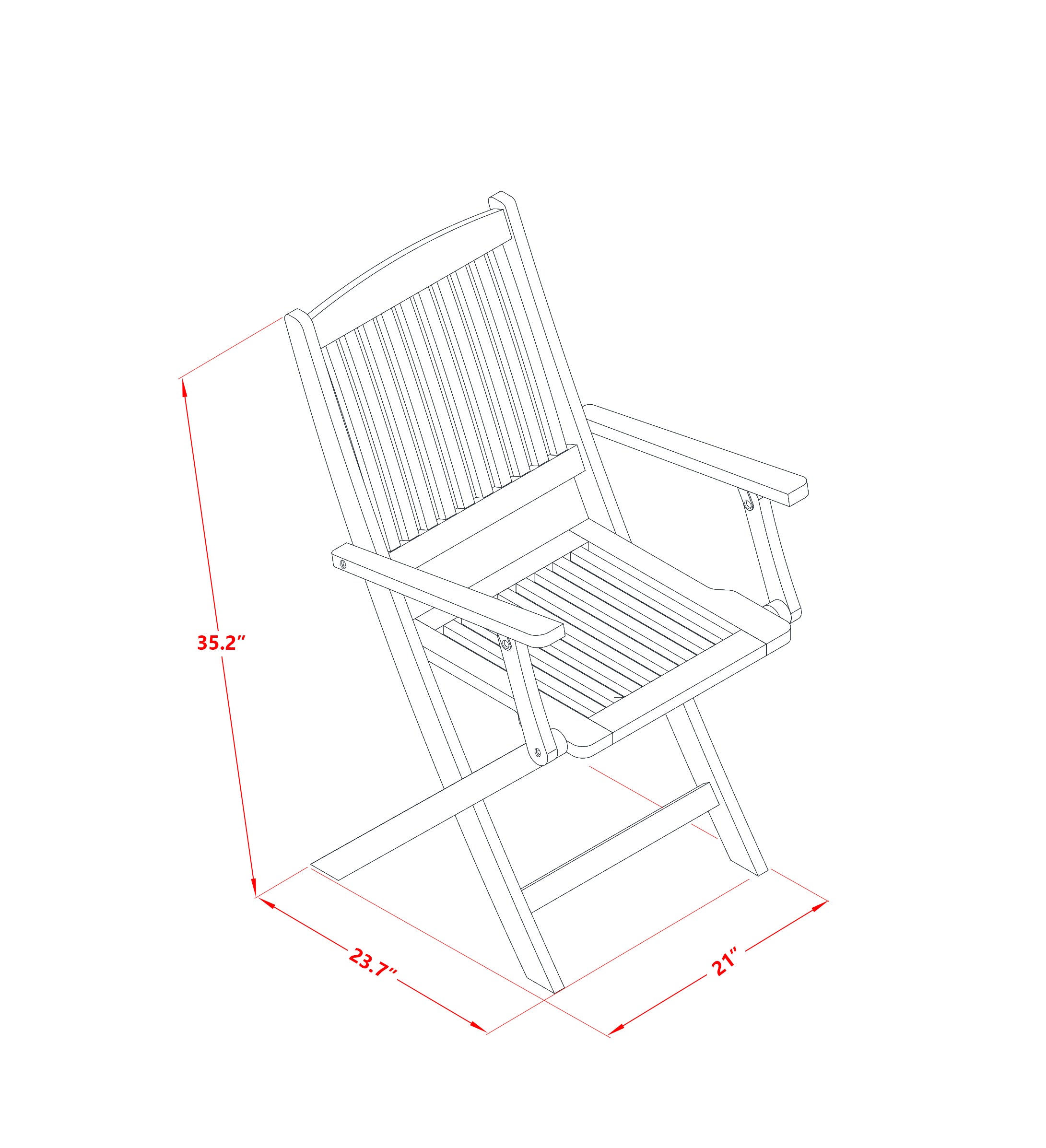 BCMCANA Solid Acacia wood Balcony Folding Arm Chair -Set of two