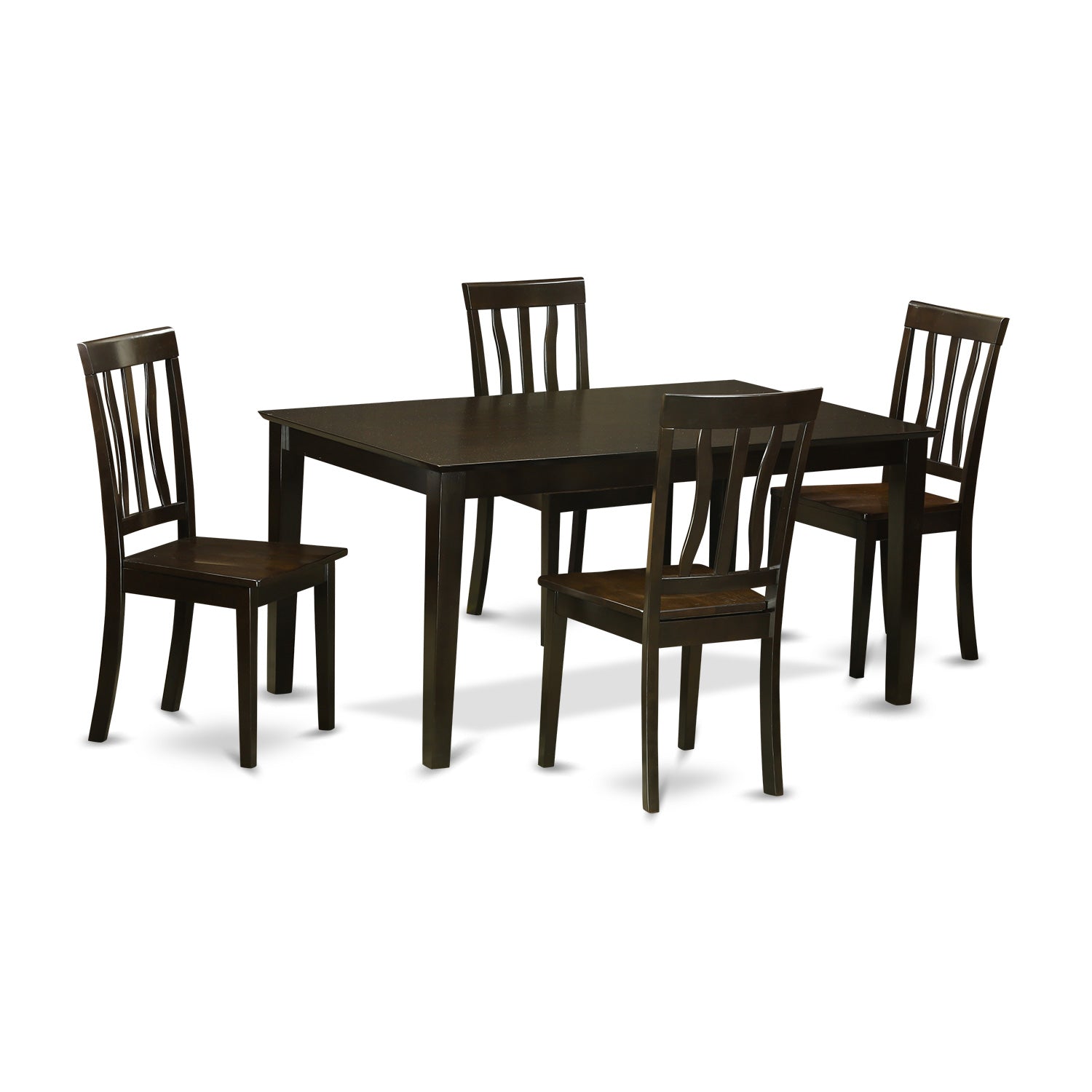 CAAN5-CAP-W 5 Pc Dining room set for 4- Dining Table and 4 Wood Dining Chairs