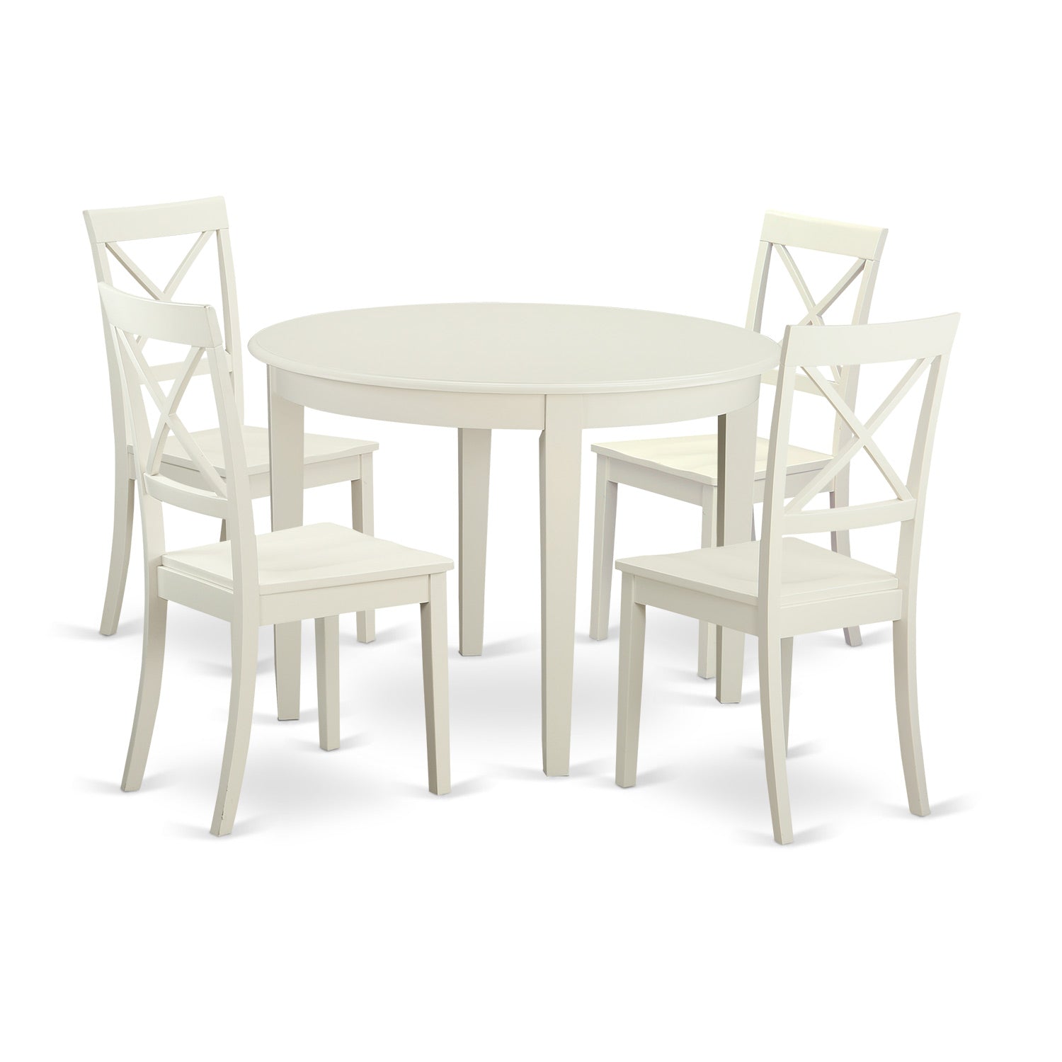 BOST5-WHI-W 5 PcKitchen nook Dining set for 4-Table and 4 Kitchen Chairs