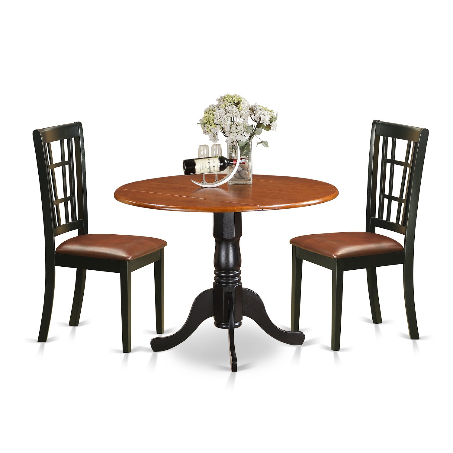 DLNI3-BCH-LC 3 PC Kitchen Table set-Dining Table and 2 Wood Kitchen Chairs