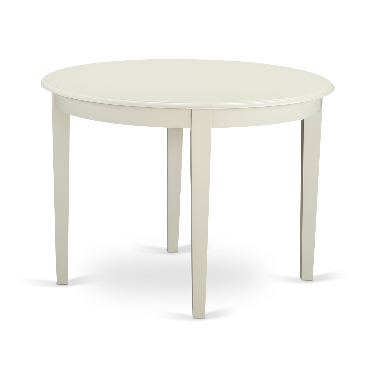 BOAB3-LWH-64 3Pc Round 42" Table And Two Parson Chair With Linen White Leg And Pu Leather Color White